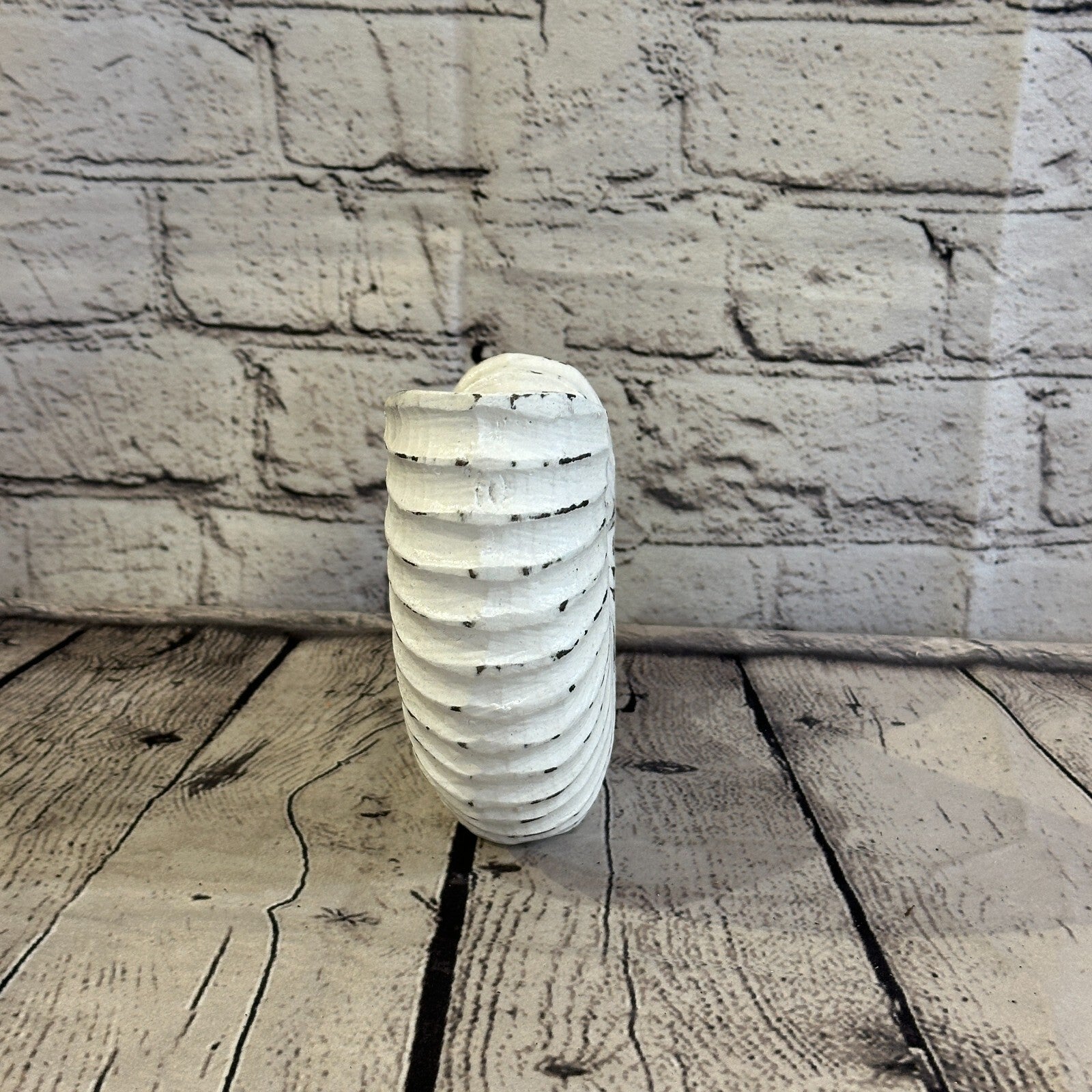 18cm White Shabby Nautilus Shell Ornament Decor Carved Light Wood Parcel Figure5