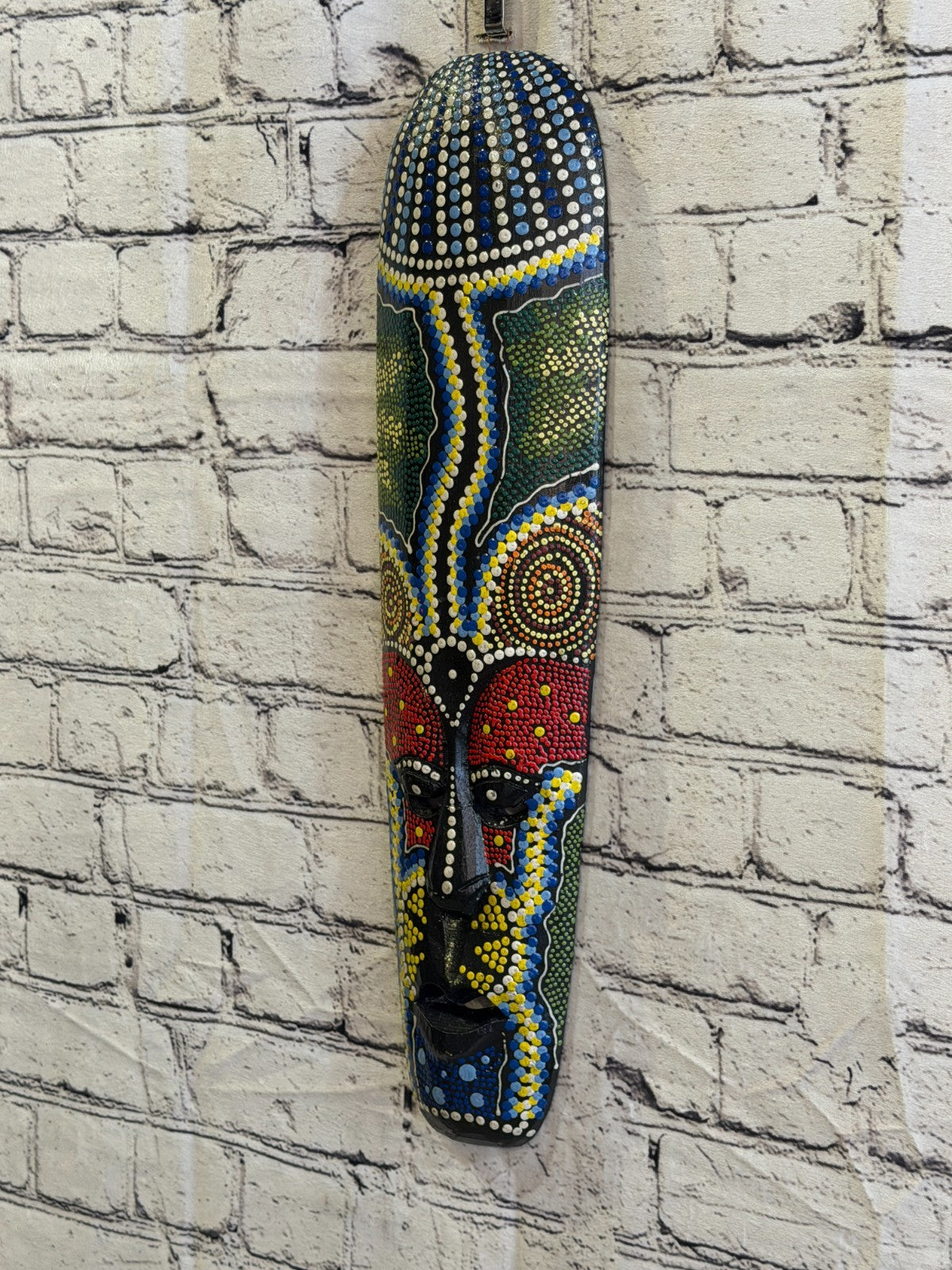 50cm Mask Carved Wooden Dot Painted Ethnic Tribal Tiki Wall Art No 4 New1