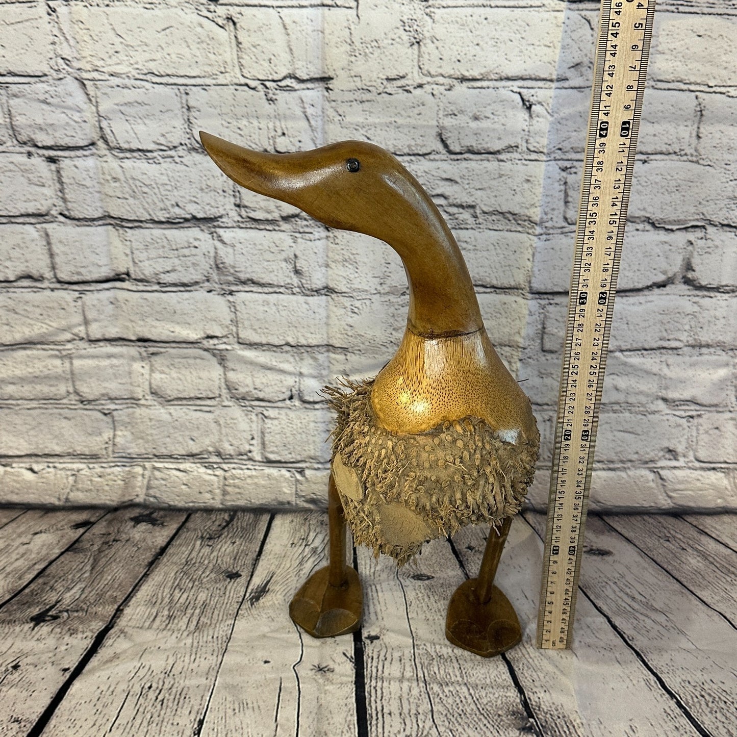 Looking Right 45cm Tall Wooden Hairy Duckling Baby Duck Bamboo Root Fairtrade6