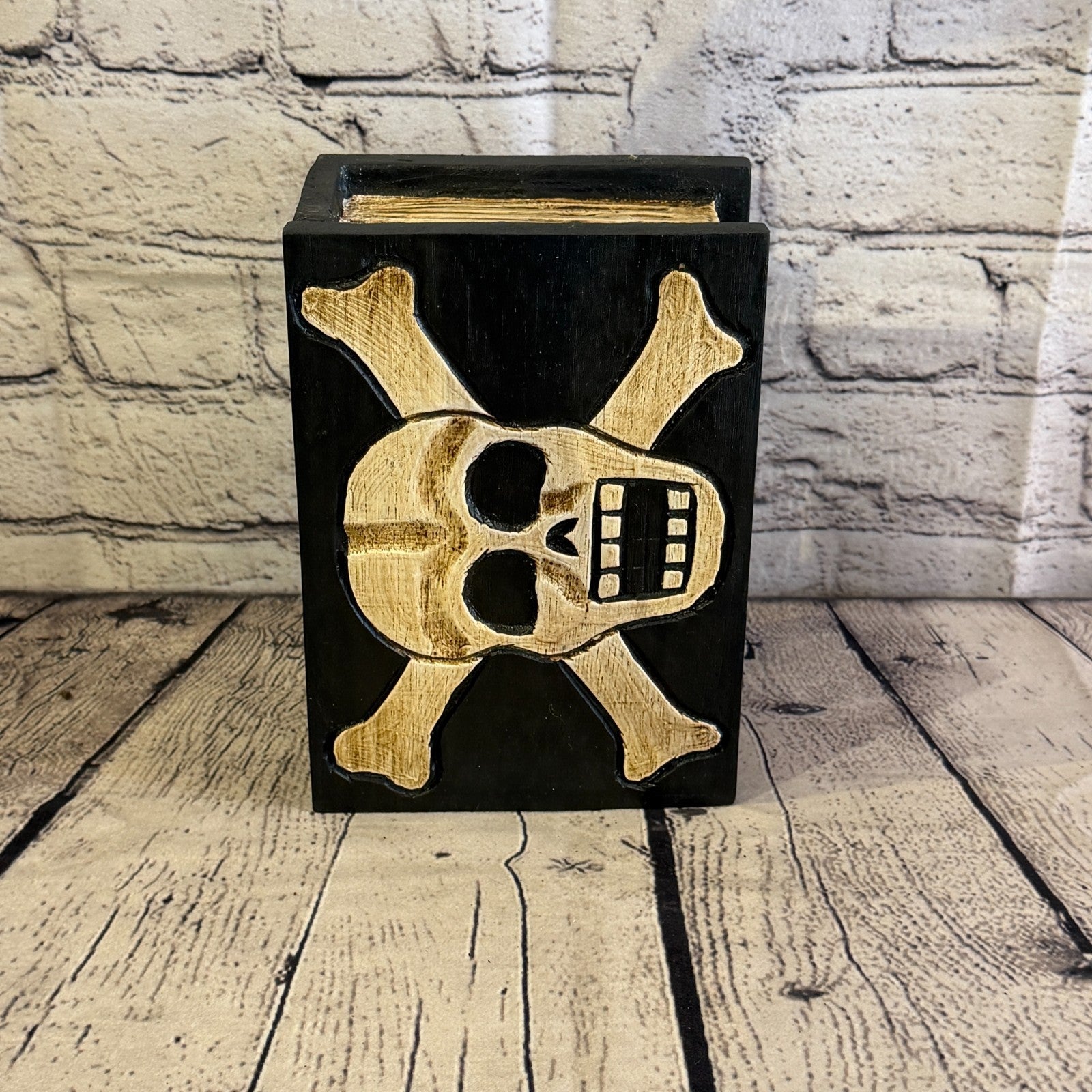 20cm x 12cm x 8cm Book Wood Gothic Skeleton Skull Coffin Jewellery Trinket Box1
