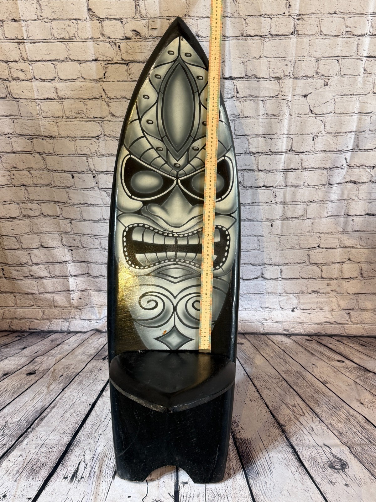 120cm Tiki Surf Board Shape African Birthing Chair Hand Carved Wooden Tribal4