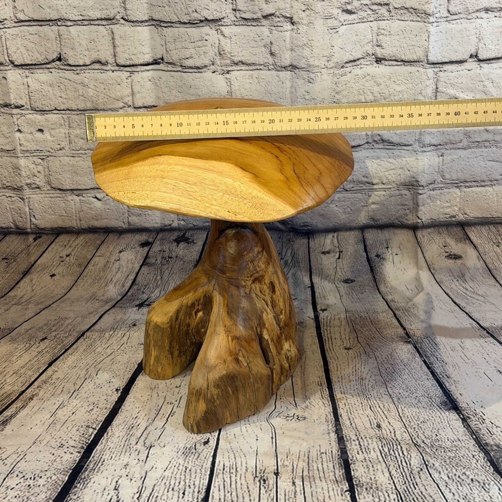 35cm x 25cm Dome Wooden Mushroom Toadstool Sculpture Garden Teak Root Ornament6