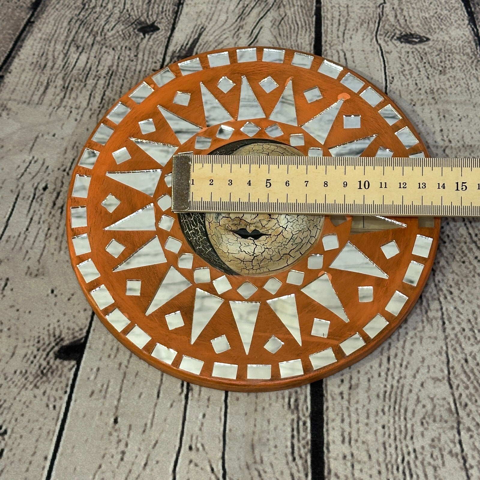 Sun Moon Face Mosaic Tile Wall Mirror 20cm x 20cm 8 Inches Handmade Fairtrade5