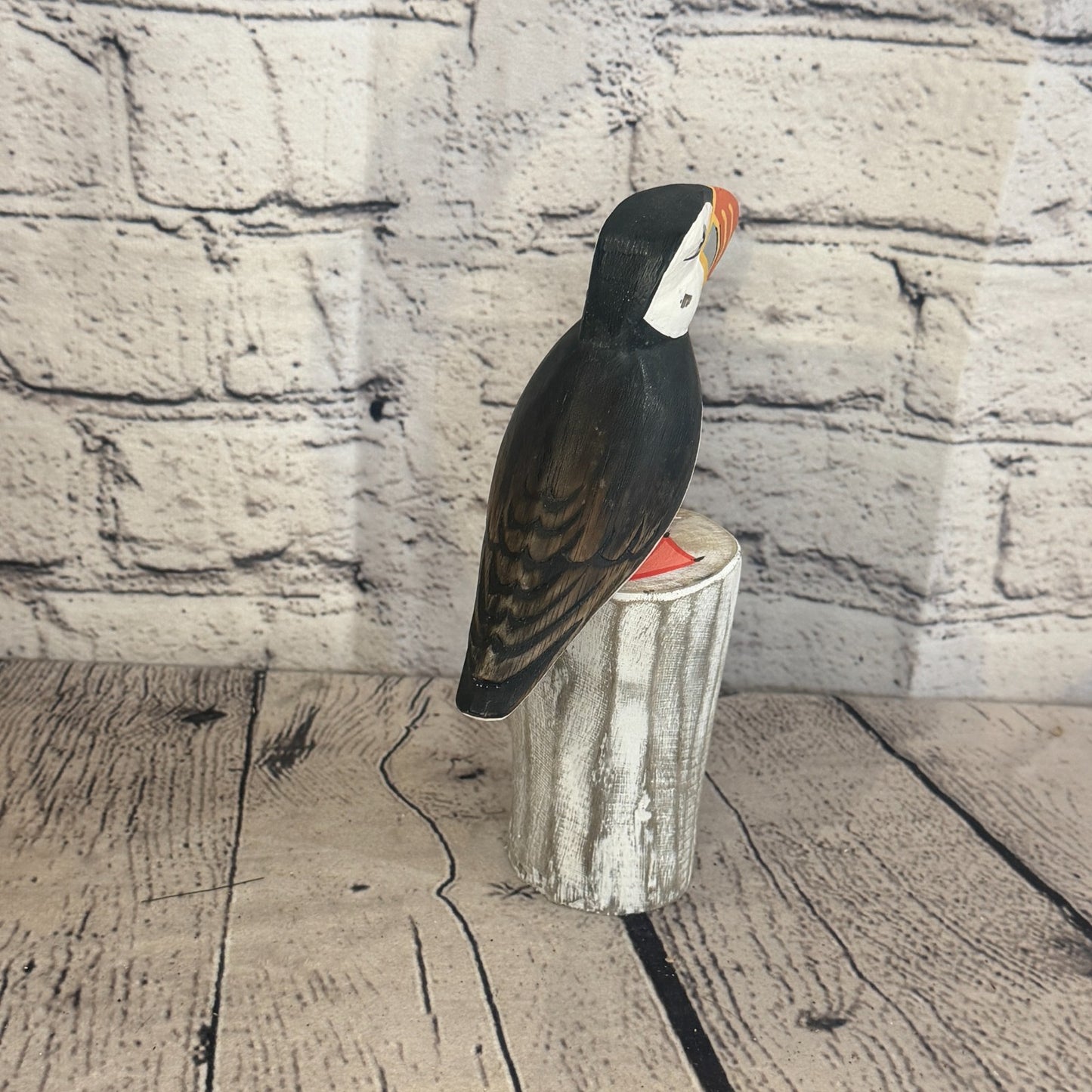 20cm Puffin Wooden Bird Ornament Seaside Coastal Nautical Handcrafted Decor4