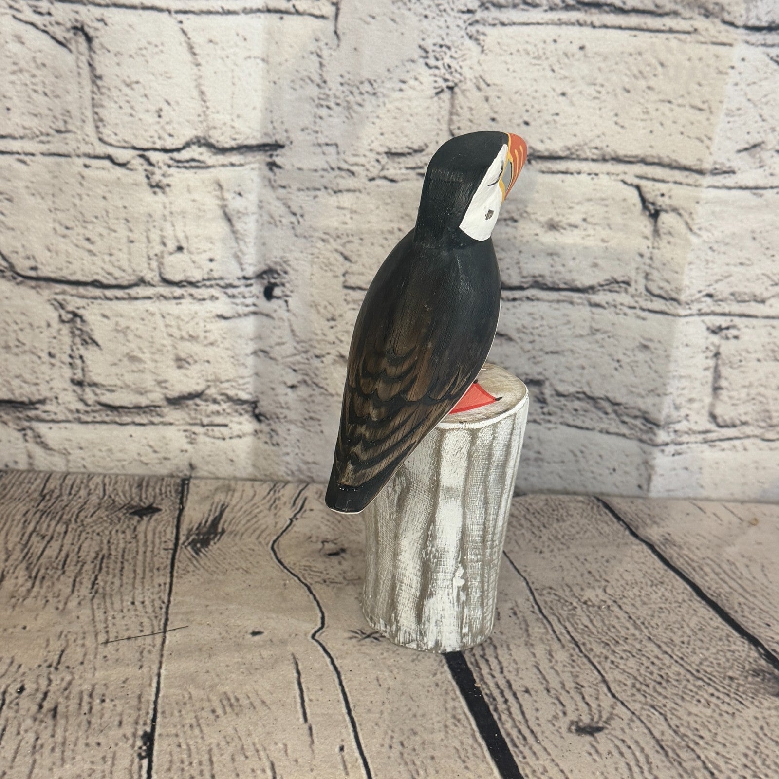 20cm Puffin Wooden Bird Ornament Seaside Coastal Nautical Handcrafted Decor4
