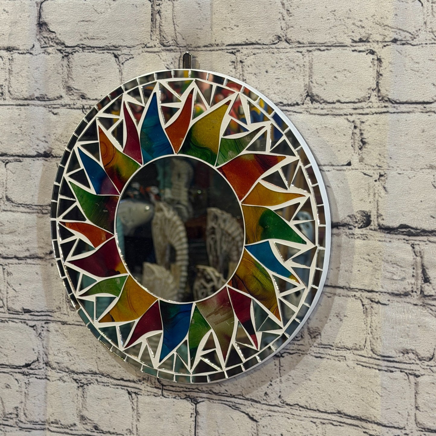 Rainbow White Sun Flame Mosaic Tile Wall Mirror 30cm x 30cm 12 Inches Handmade1