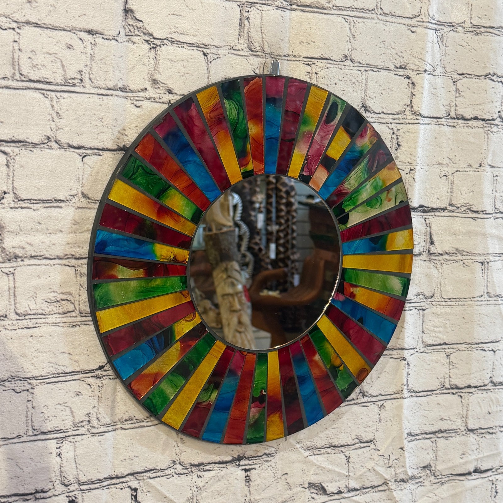 Rainbow Line Black Mosaic Tile Wall Mirror 40cm x 40cm 16 Inches Handmade0