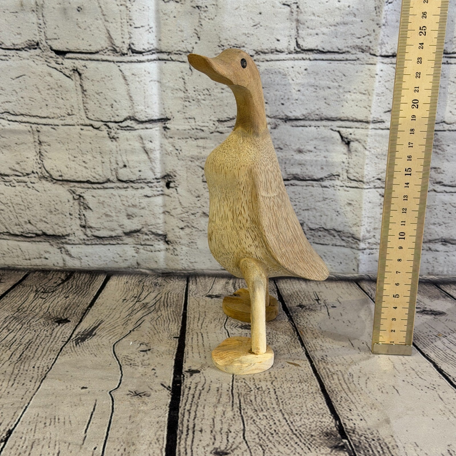 Looking Left 25cm Tall Wooden Smooth Duckling Baby Duck Bamboo Root Fairtrade6