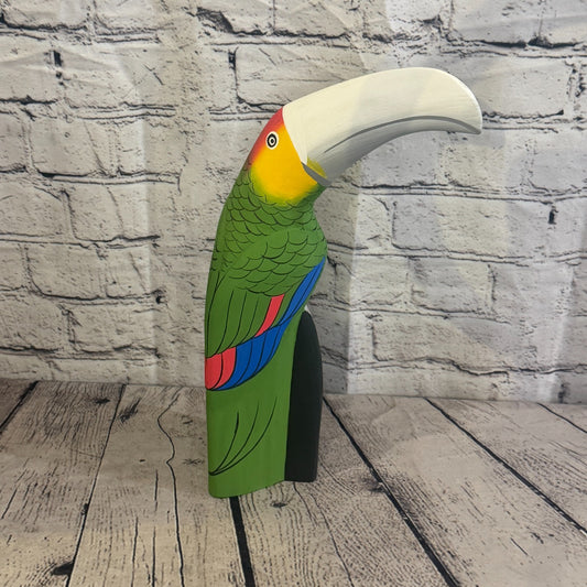 30cm Bright Green Toucan Bird Ornament Statue Fair Trade Hand Made Carved Wood0