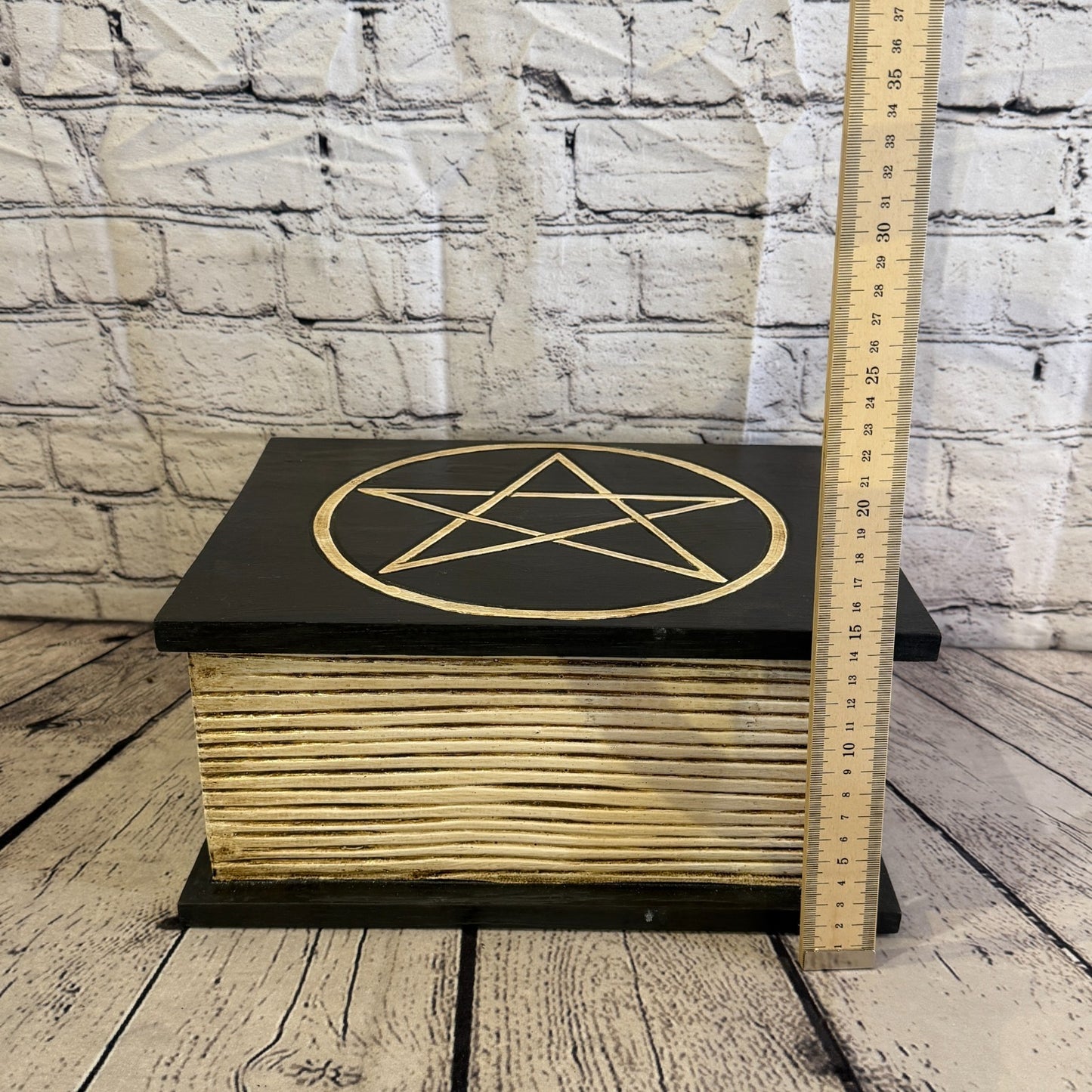 30cm x 24cm x 15cm Book Wood Gothic Pentagram Skull Coffin Jewellery Trinket Box9