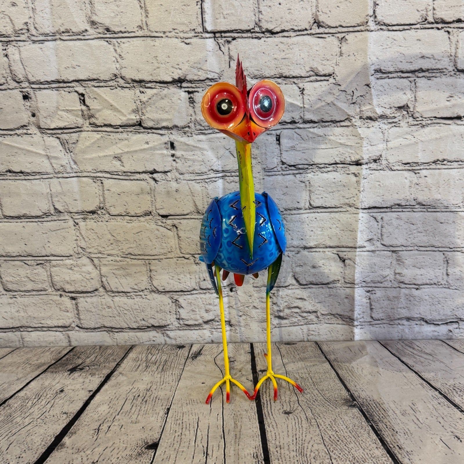 40cm x 20cm Emu Ostrich Bird Blue Metal Tin Standing Ornament Statue1