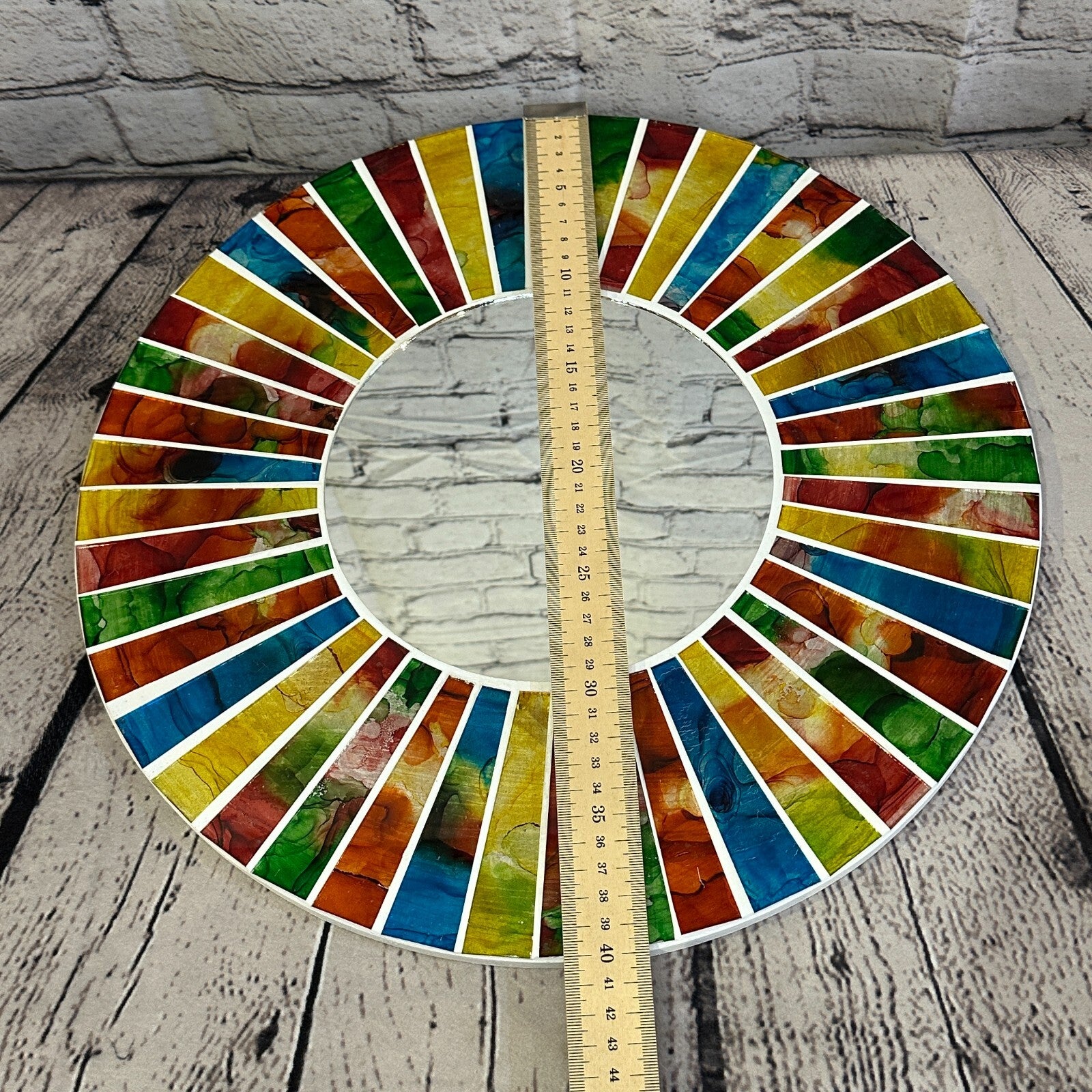 Rainbow White Line Mosaic Tile Wall Mirror 40cm x 40cm 16 Inches Handmade New4