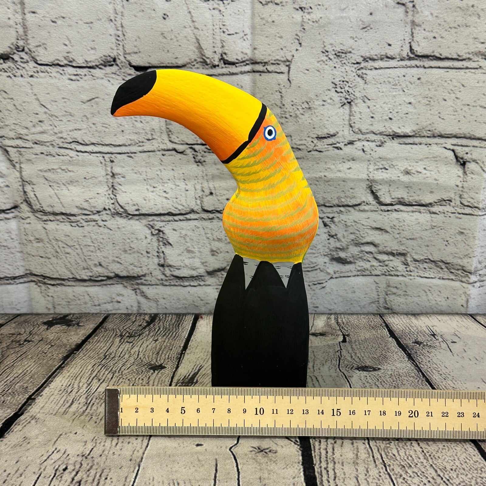 20cm Yellow Toucan Bird Ornament Statue Fair Trade Hand Made Carved Wood9