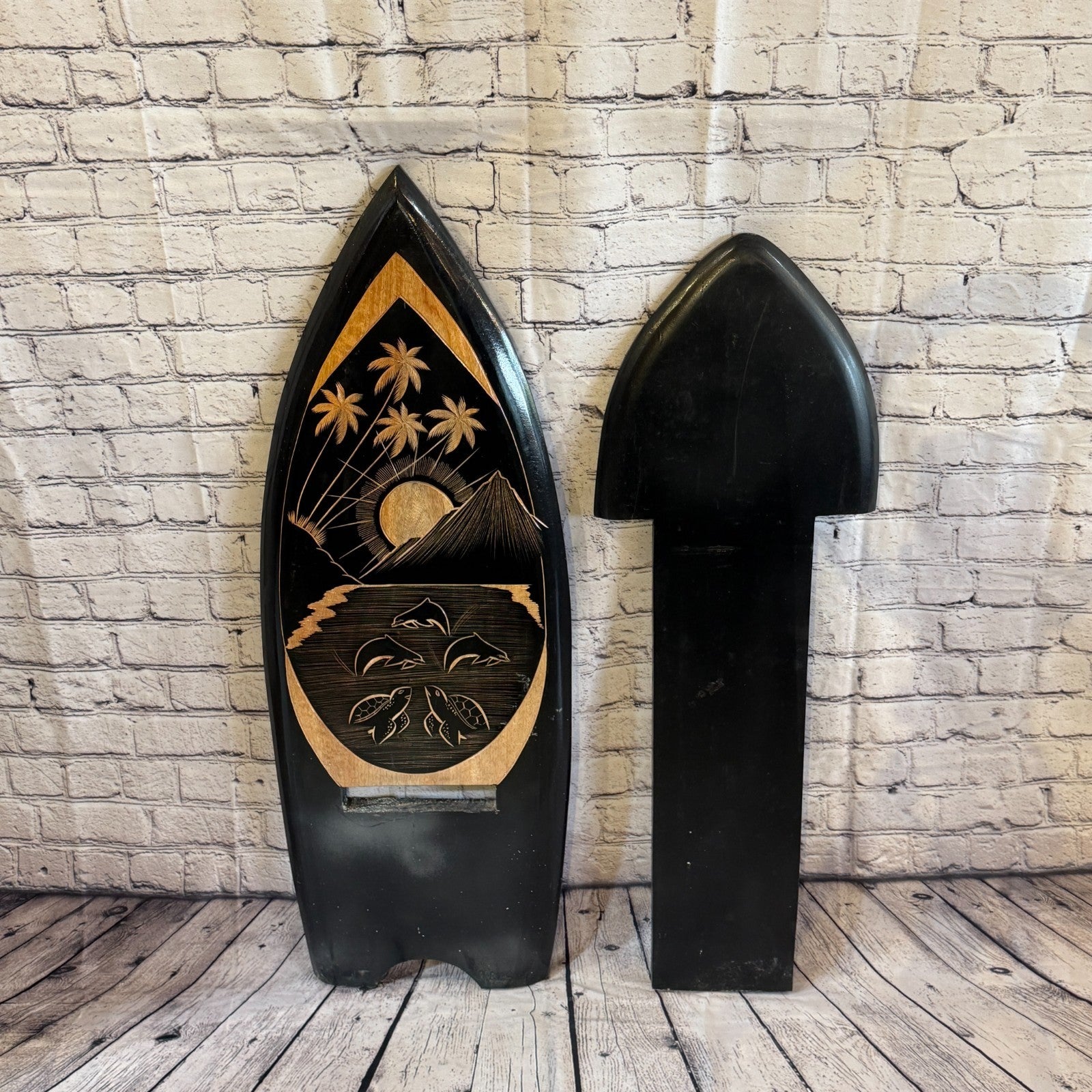 100cm Carved Surf Board Shape African Birthing Chair Hand Carved Wooden Tribal1