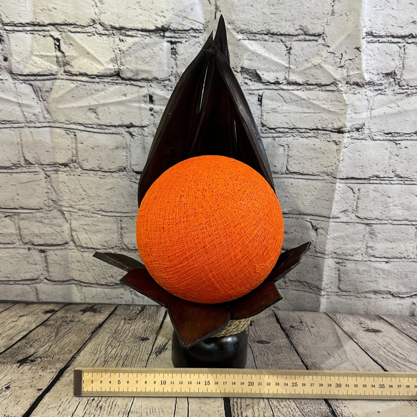Orange Brown Leaf Natural 40cm Tall Leaf Lamp Twist LED UK Mains Plug Design 95