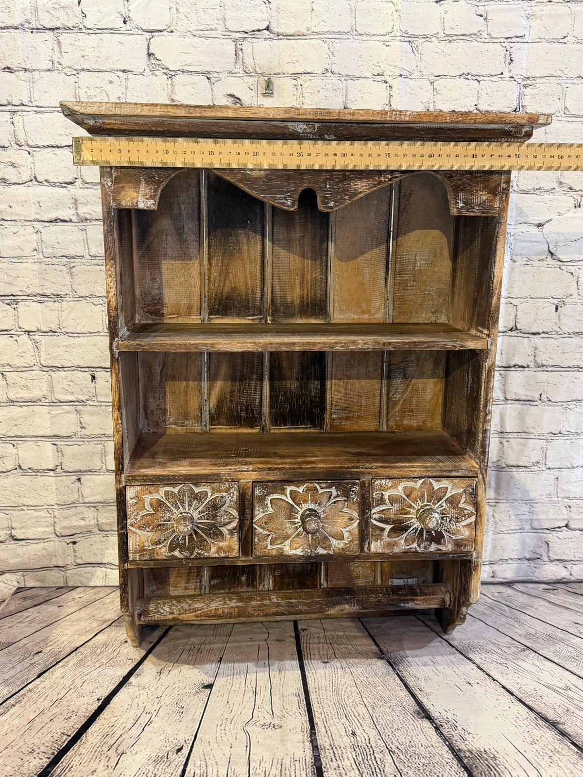 75cm x 55cm x 25cm Brown 3 Draws Wooden Cabinet Living Hallway Storage Furniture5