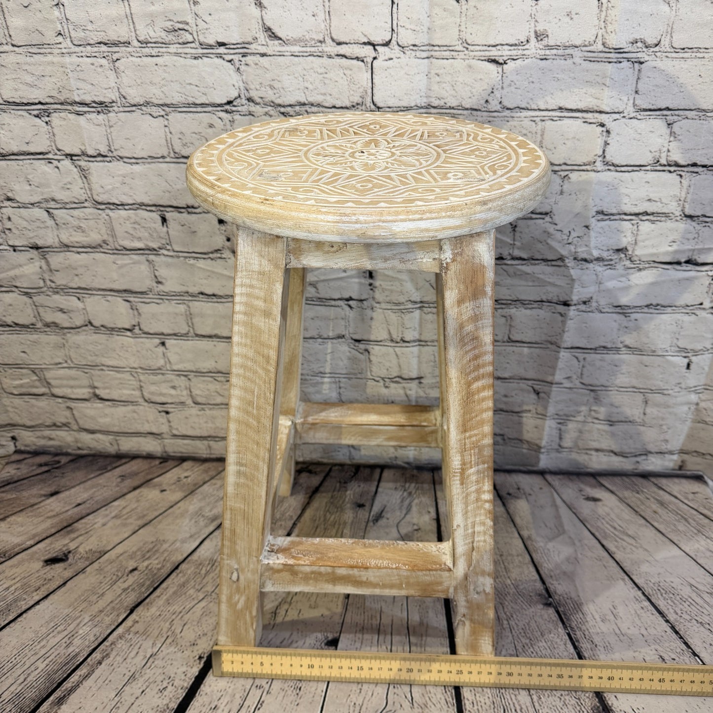 50cm x 30cm White Stool Table Wooden Side Cabinet Living Hallway Furniture4