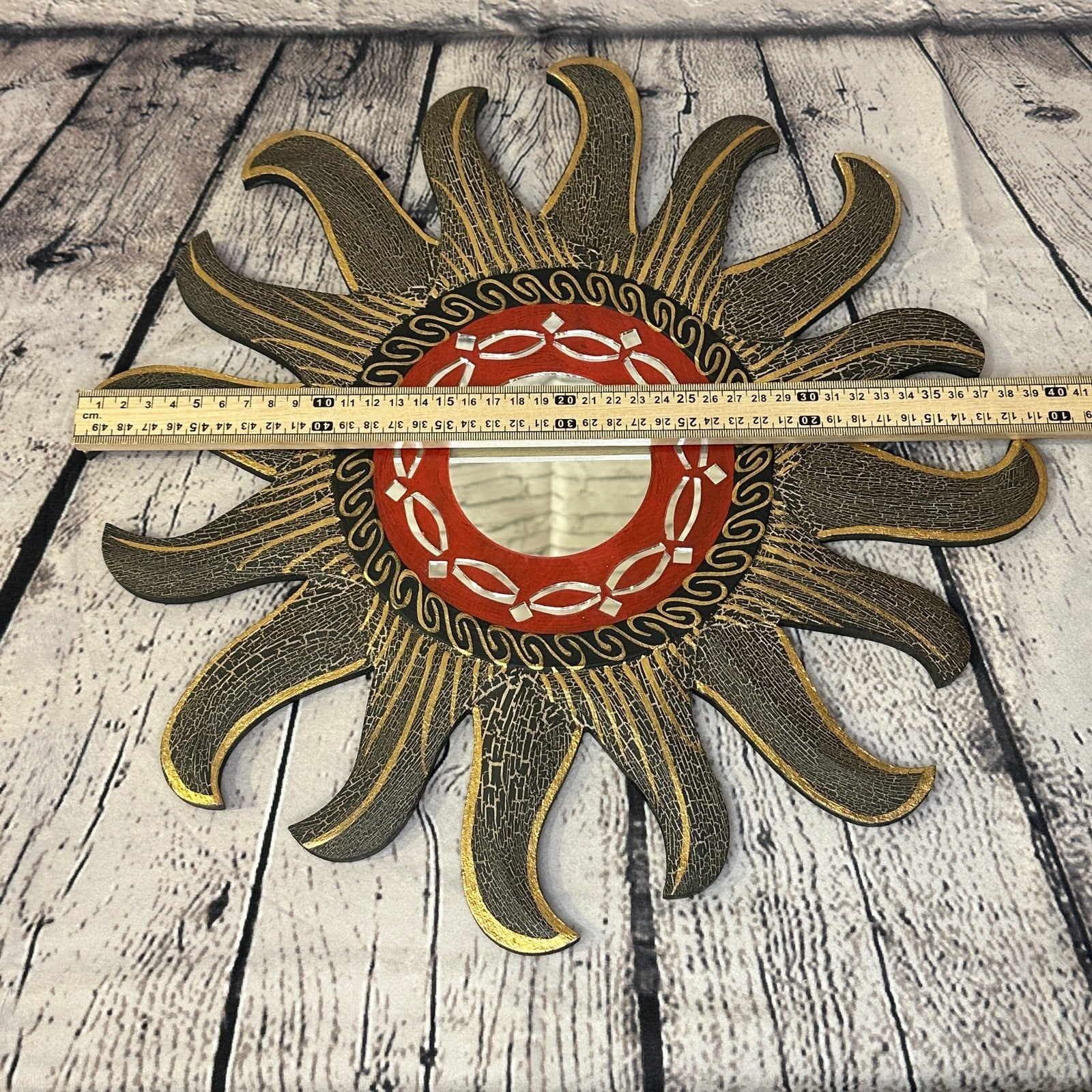 Gold Burst Sun Mosaic Tile Wall Mirror 40cm x 40cm 16 Inches Handmade Fairtrade4