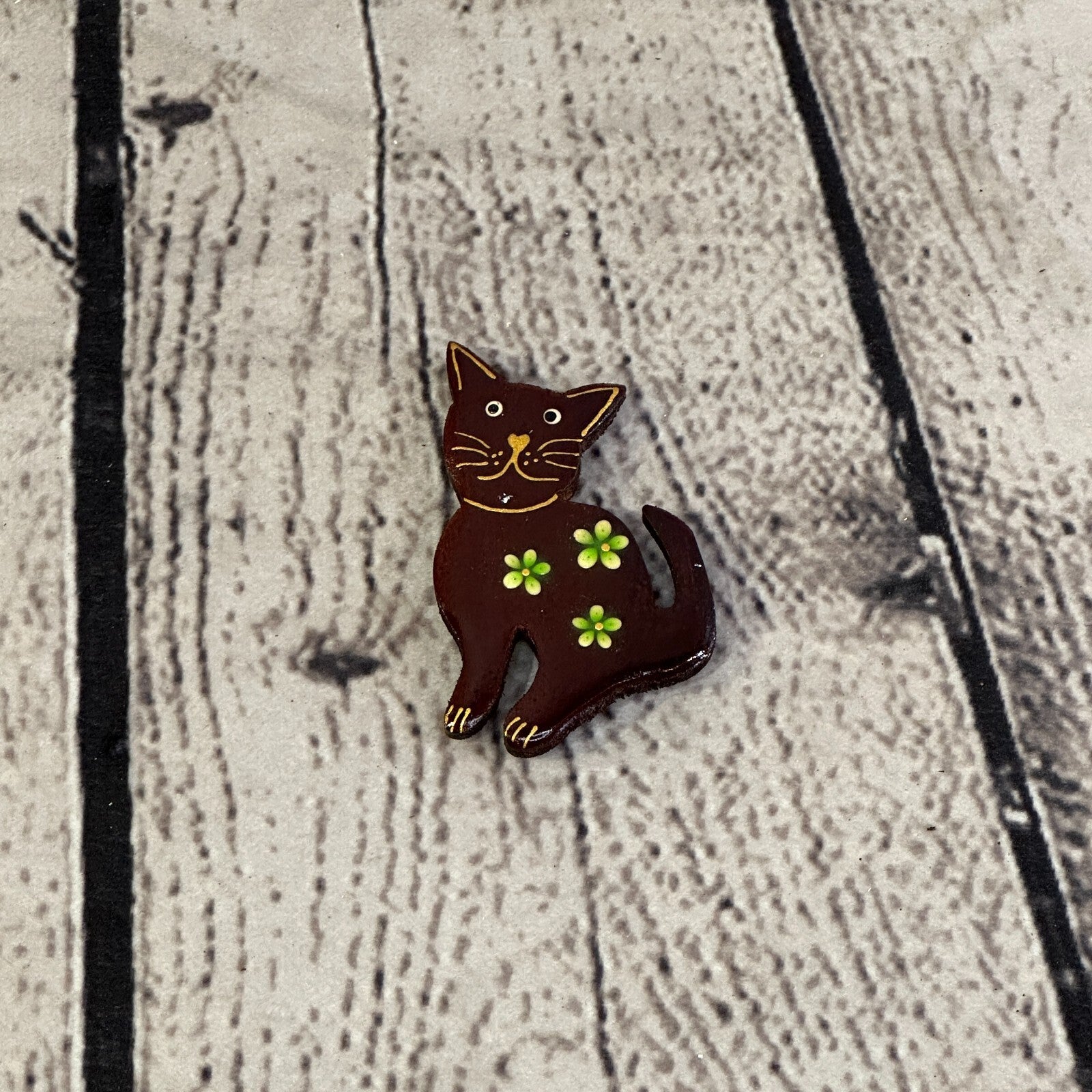 Sitting Cat Wooden Animal Fridge Magnet Cartoon Magnetic Note Holder Novelty0