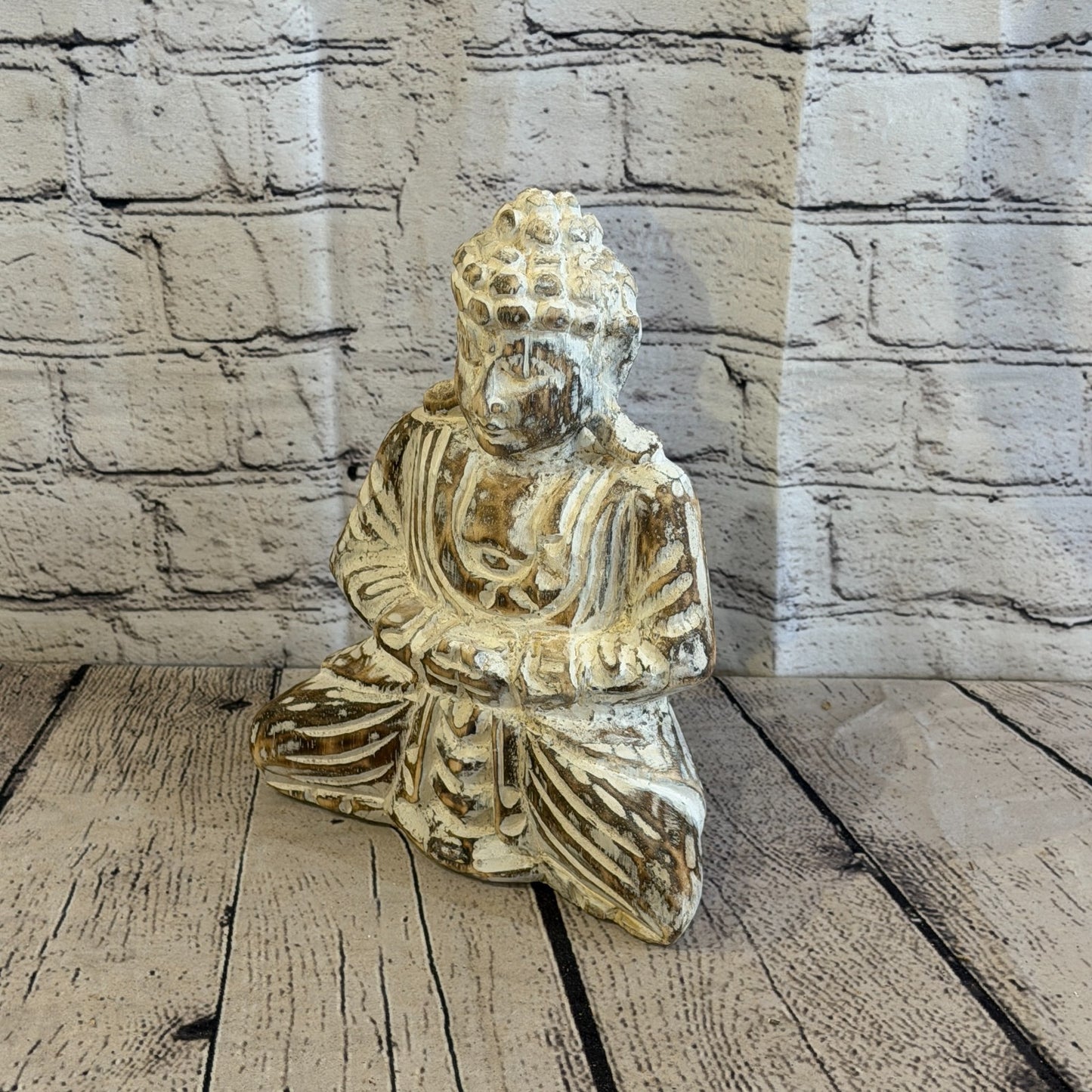 25cm Brown Meditating Buddha Ornament Sculpture Statue Buddhas Hand Carved Wood1