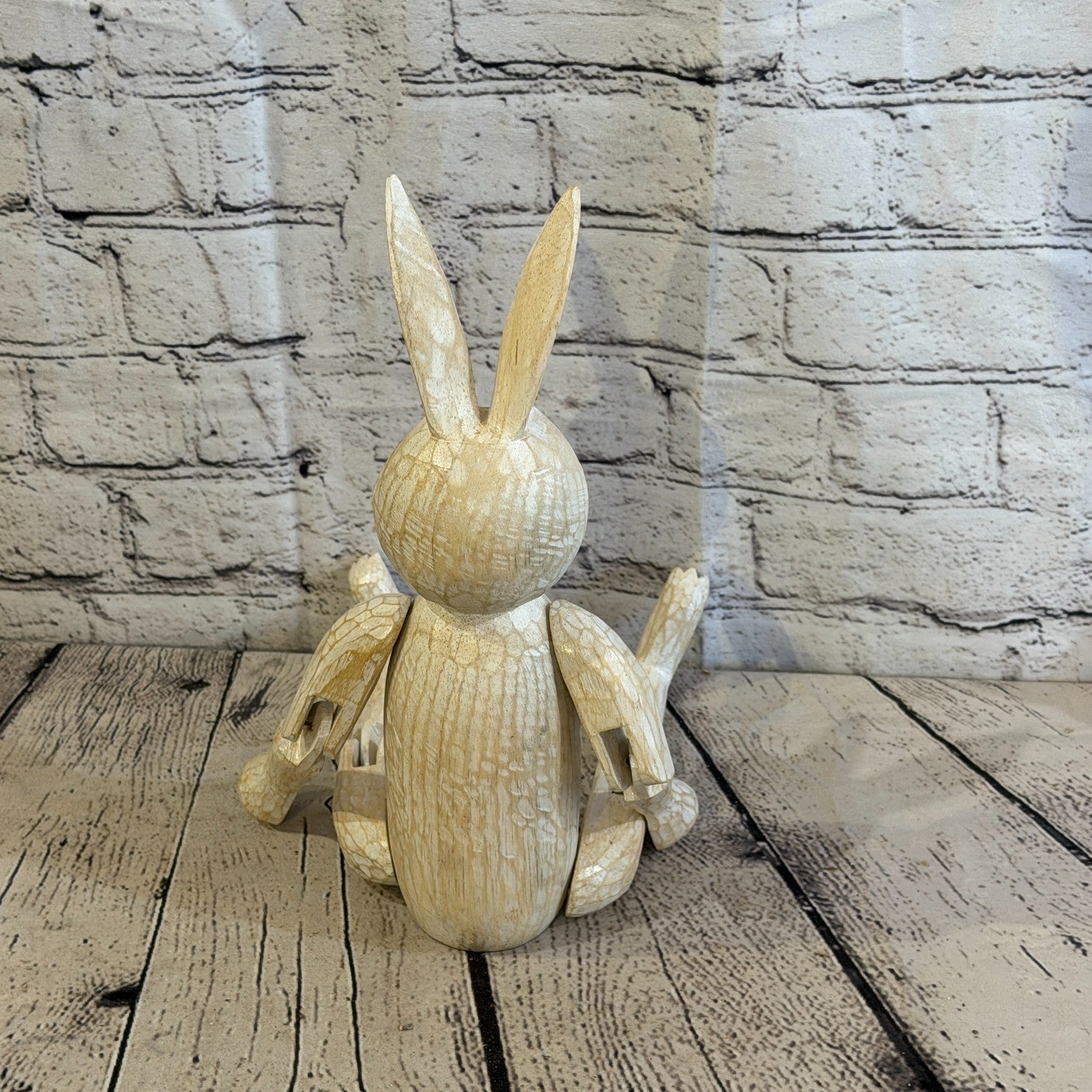 30cm Brown Bunny Rabbit Sitting Animal, Wooden Shelf Ornament Handmade Fairtrade4