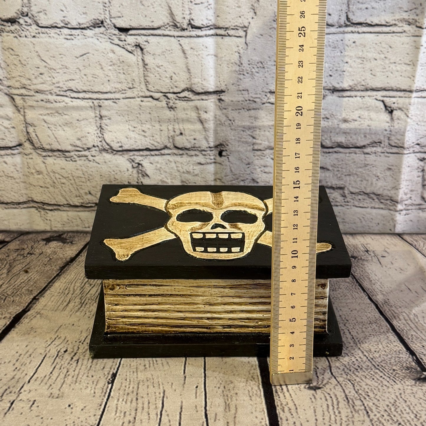 20cm x 12cm x 8cm Book Wood Gothic Skeleton Skull Coffin Jewellery Trinket Box7