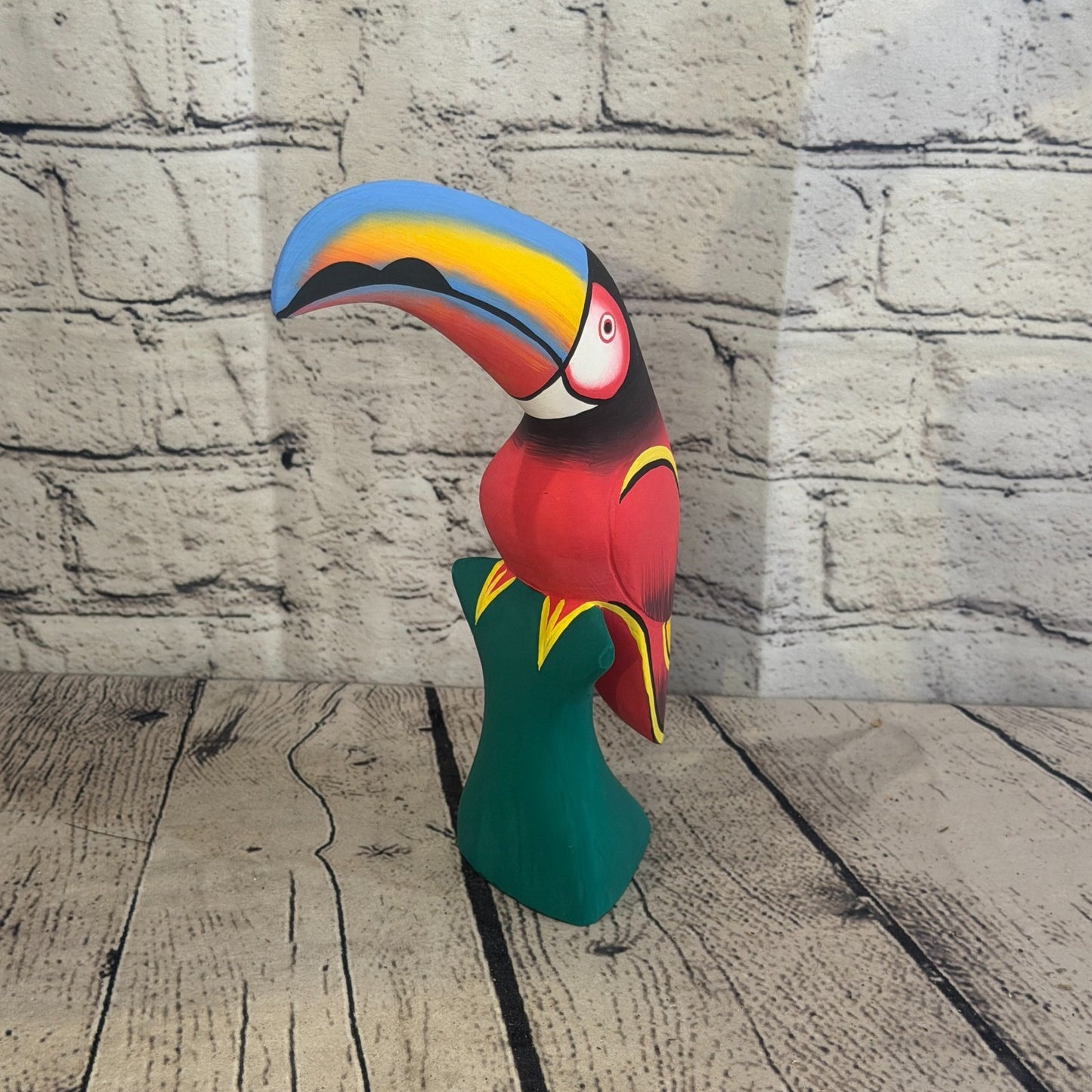 20cm Dark Red Toucan Bird Ornament Statue Fair Trade Hand Made Carved Wood0