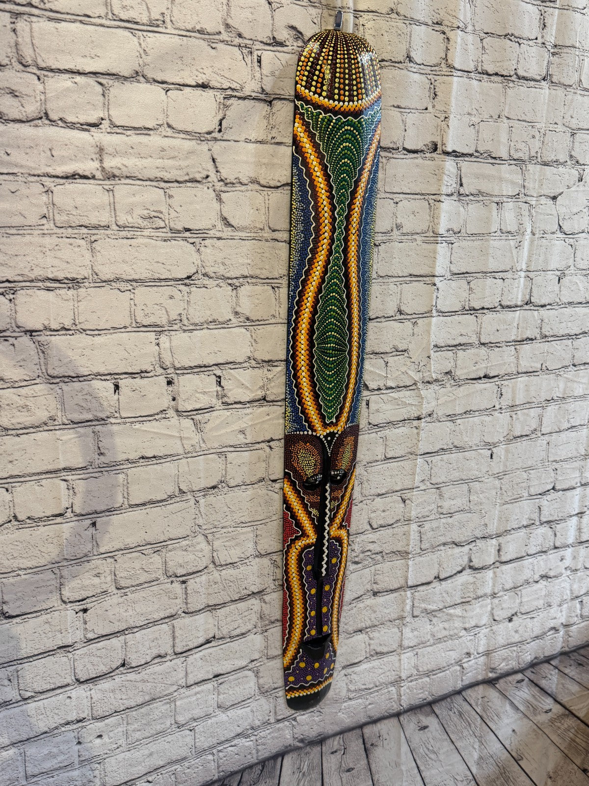 100cm Mask Carved Wooden Dot Painted Ethnic Tribal Tiki Wall Art No 3 New0