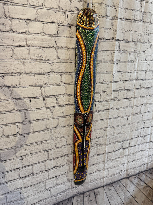 100cm Mask Carved Wooden Dot Painted Ethnic Tribal Tiki Wall Art No 3 New0