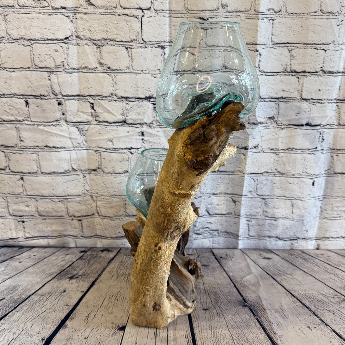 55cm Tall Double Colour Melted Glass Wood Decorative Vase Glass Sculpture6