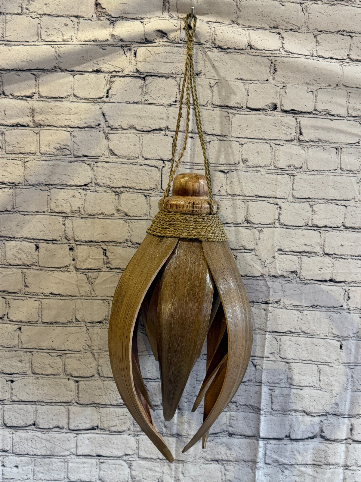 50cm x 25cm Natural Leaf Rattan Ceiling Pendant Light Shade Lampshade LED Bulb2