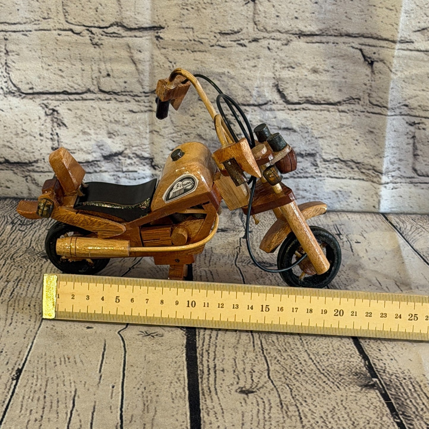 20cm Small Light Wood Motorbike Motorcycle Model Wooden Ornament Decorative Bike6