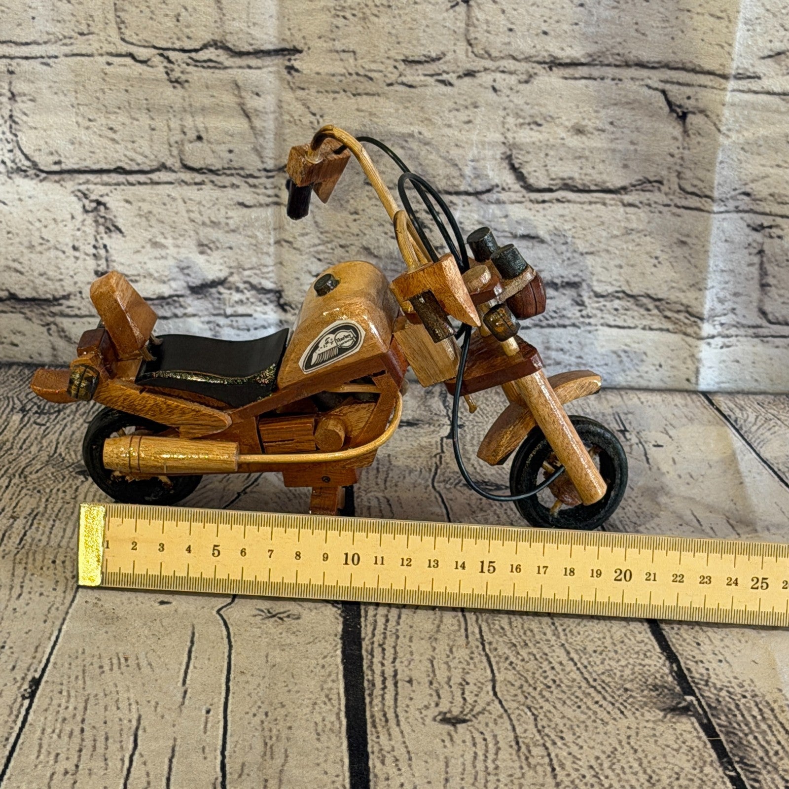 20cm Small Light Wood Motorbike Motorcycle Model Wooden Ornament Decorative Bike6