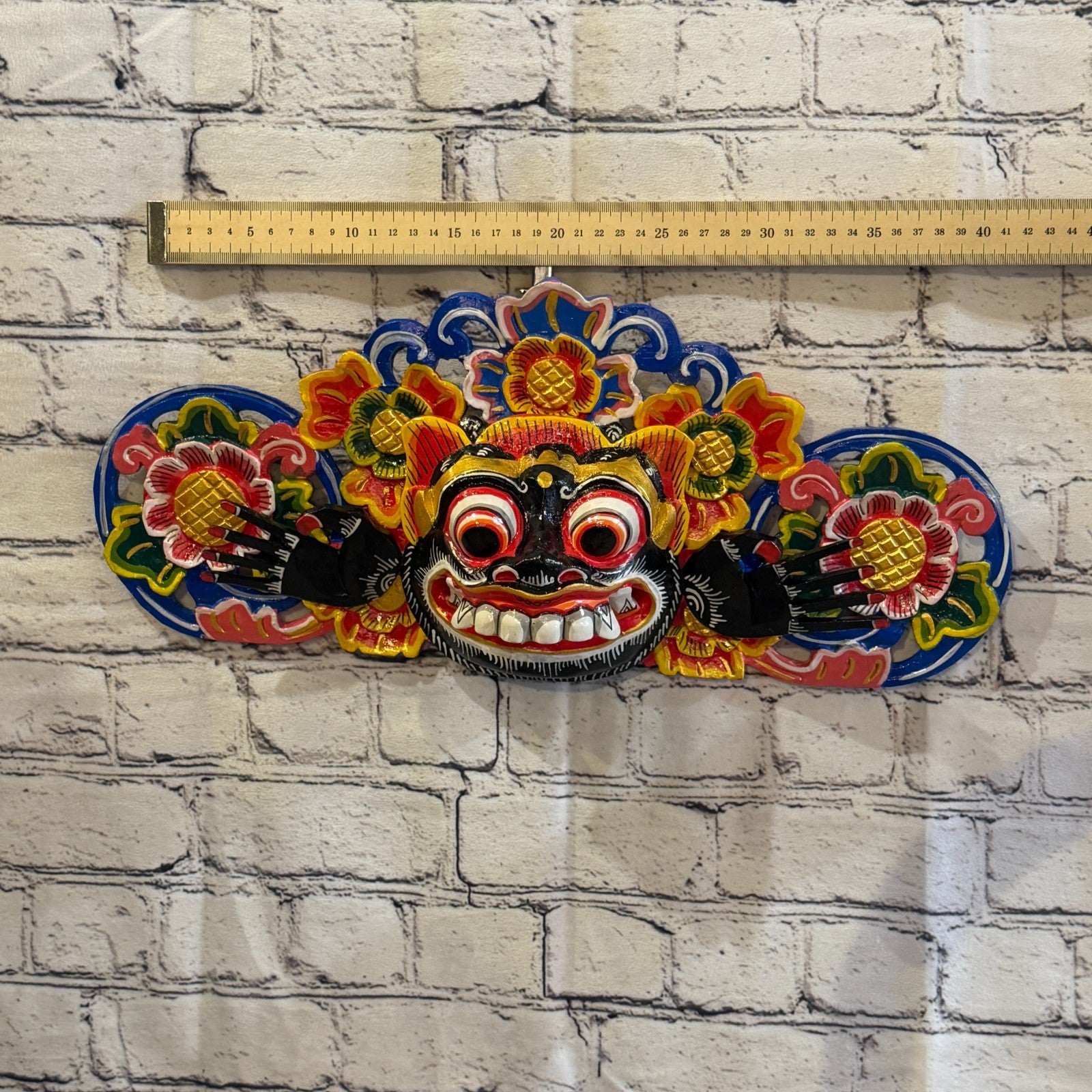 40cm Barong Boma Black Demon Dragon Hindu Deity Wooden Hand Carved Mask Painted4