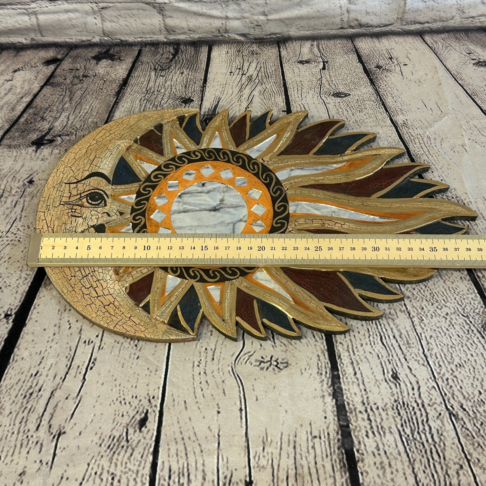 Gold Full Moon Mosaic Tile Wall Mirror 40cm x 25cm 16 Inches Handmade Fairtrade4