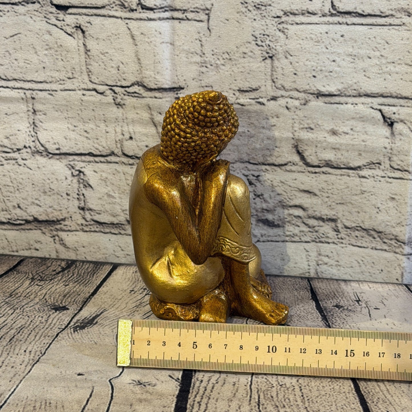 Bronze & Bronze 20cm x 10cm Thai Kneeling Buddha Sitting  Statue Resin Hindu7