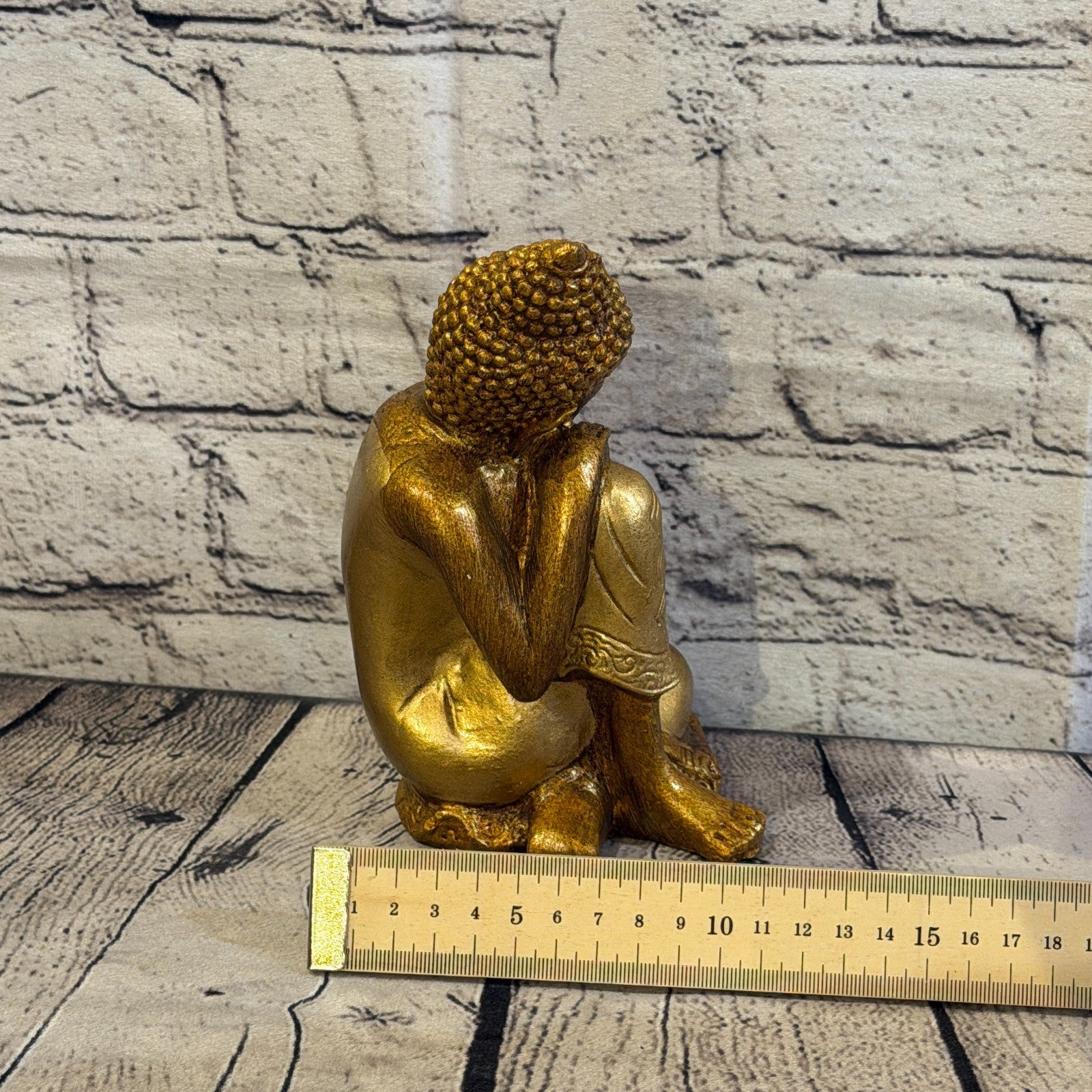 Bronze & Bronze 20cm x 10cm Thai Kneeling Buddha Sitting  Statue Resin Hindu7