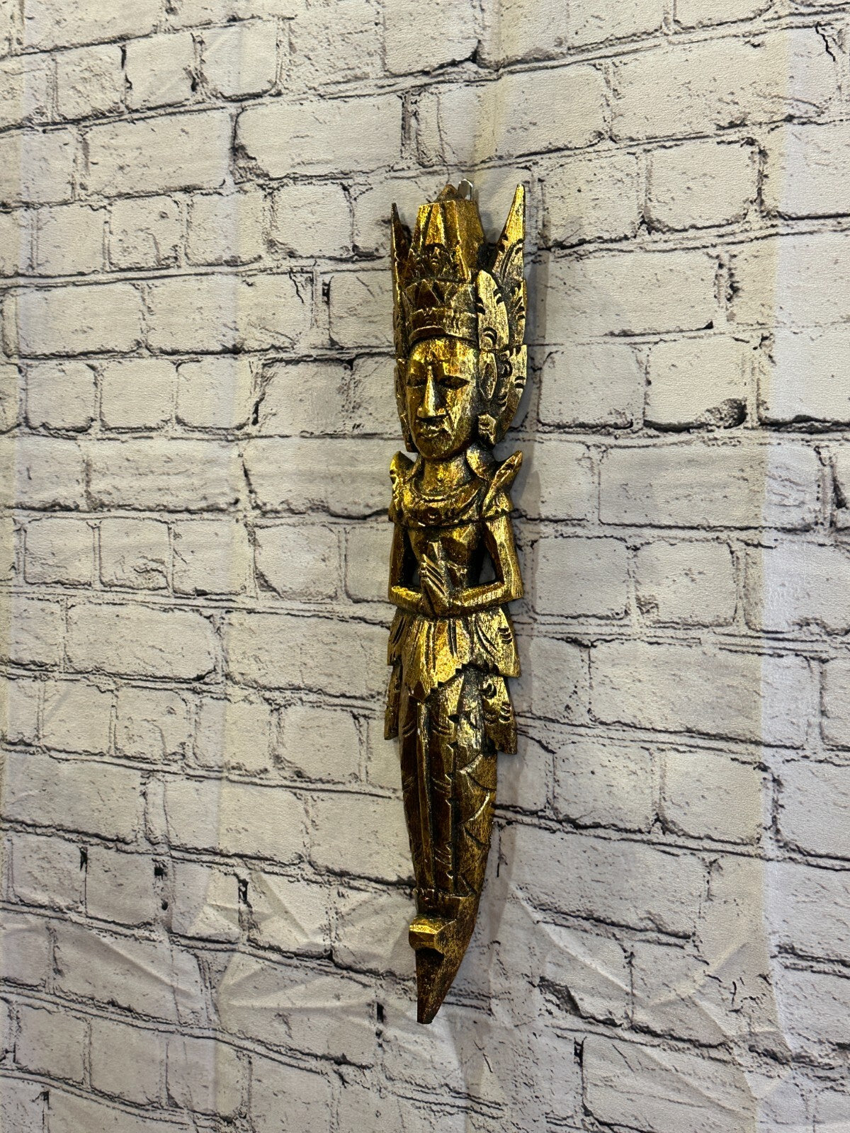 Gold Antique Colour Sita Dewi Bali Rice Goddess Wings Mermaid Wood 50cm Pair4