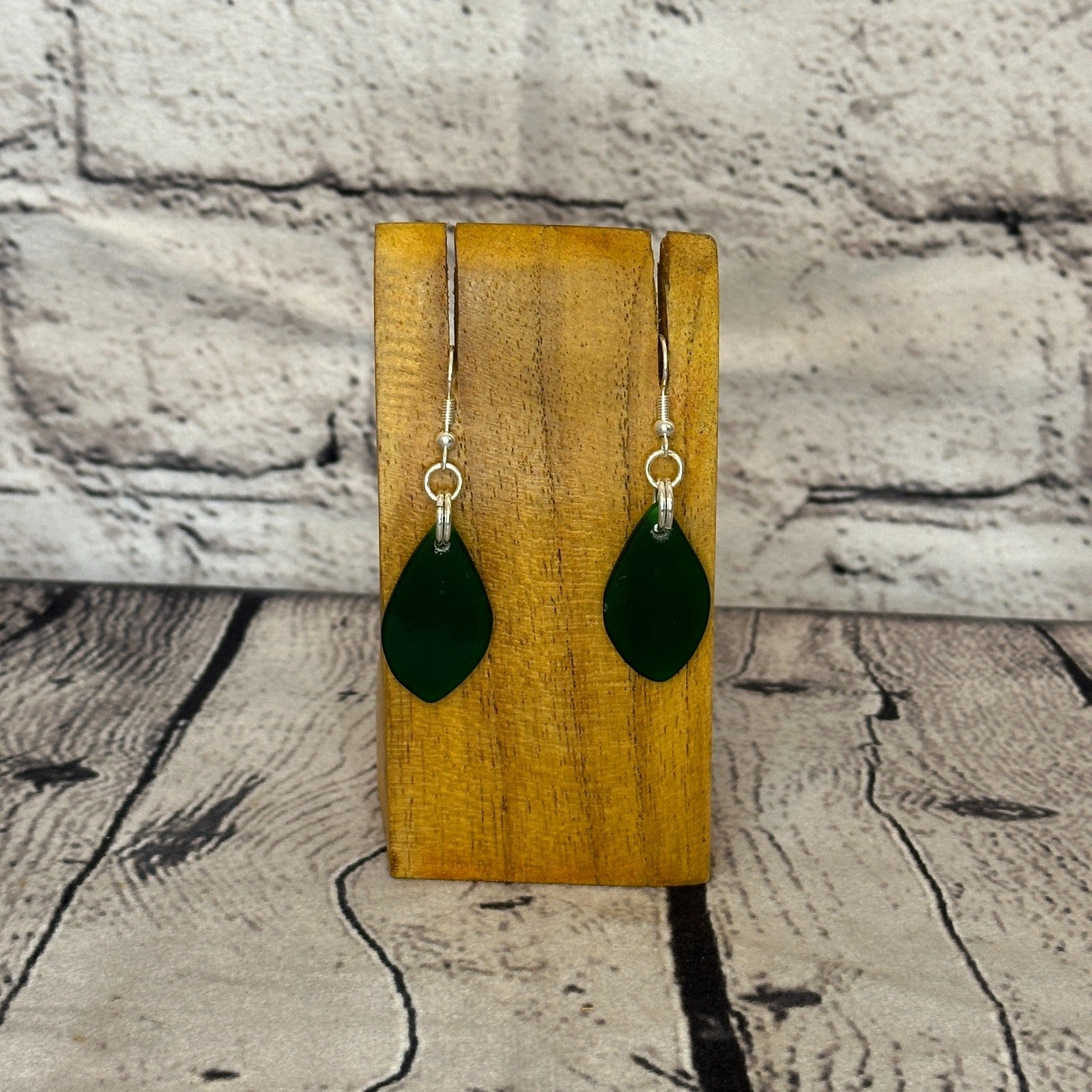 Black Recycled Teardrop Silver Plate Dangle Drop Earrings Handmade UK Jewellery0