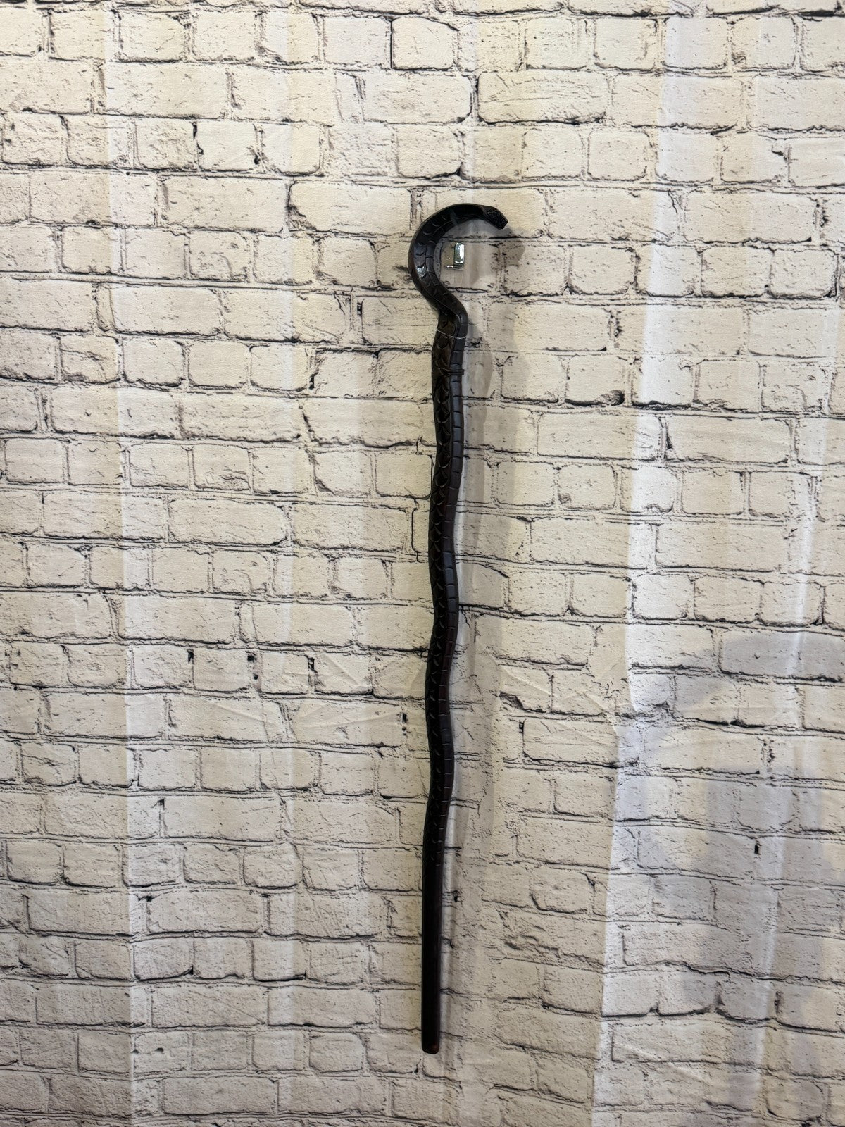 King Cobra Head 90cm Tribal African Walking Stick Cane Hand Carved Dark Wood3