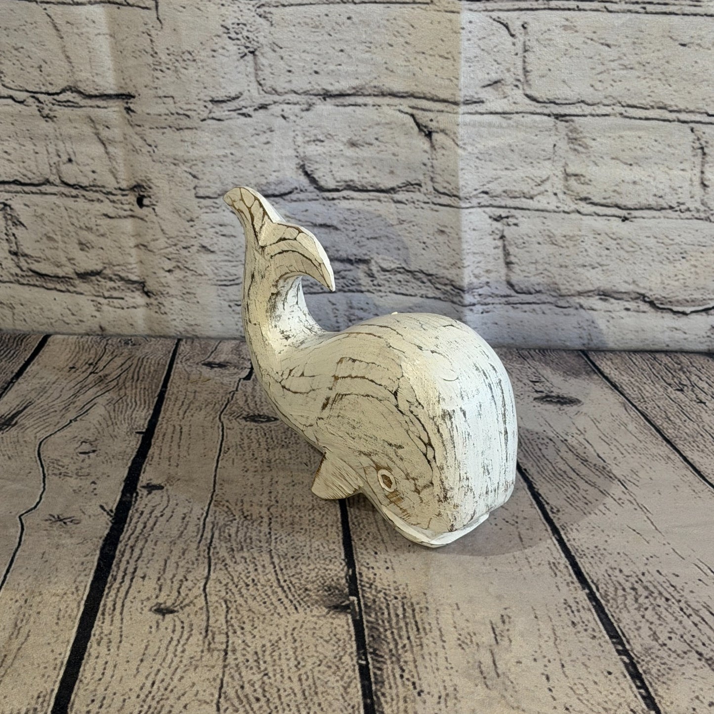 20cm x 12cm Whale White Fish Wood Coastal Ocean Bathroom Decoration2