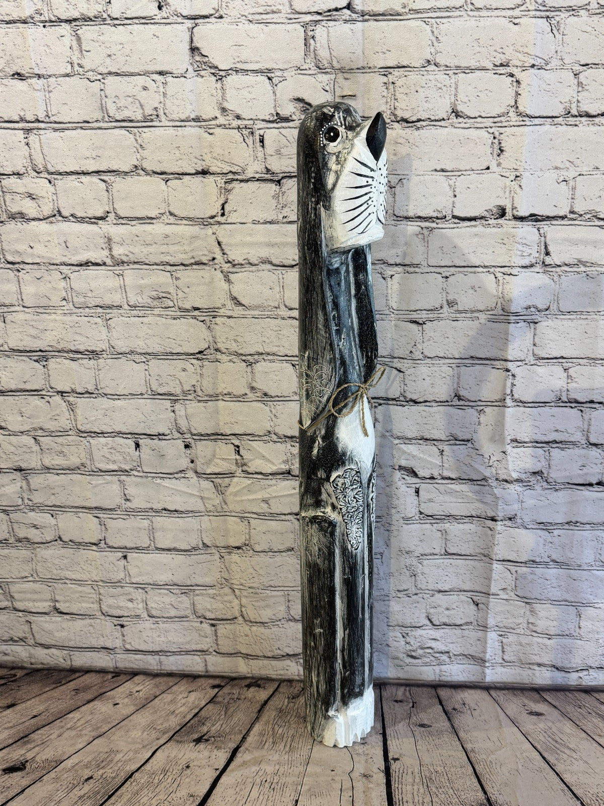 80cm Grey Wooden Shabby Dog Statue Ornament Fair Trade Handcarved2