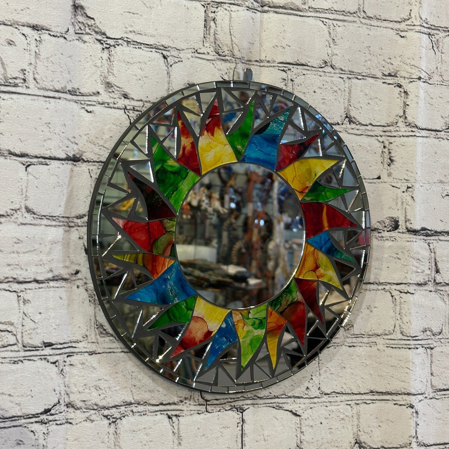 Rainbow Black Sun Mosaic Tile Wall Mirror 30cm x 30cm 12 Inches Handmade New0