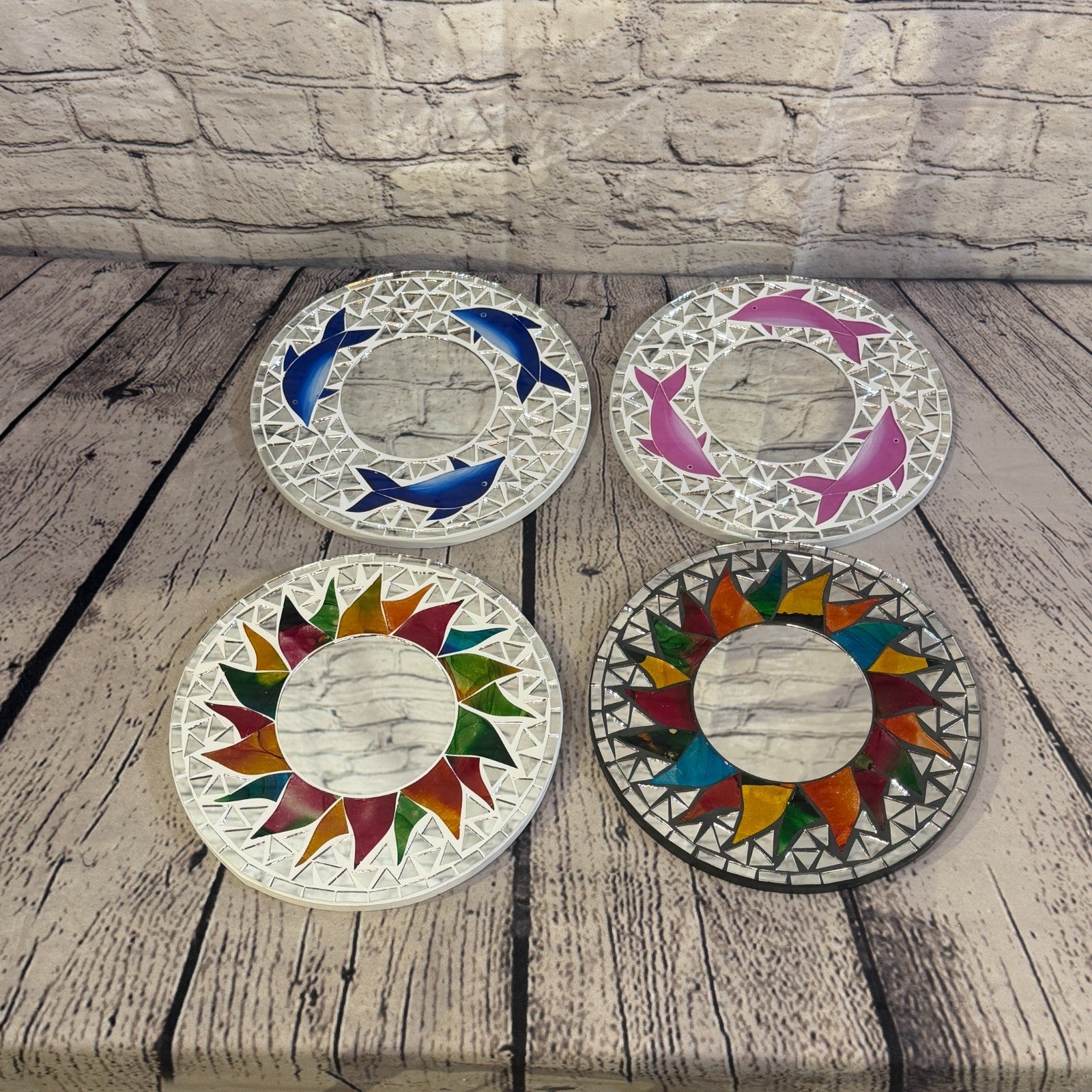 Rainbow White Sun Flame Mosaic Tile Wall Mirror 50cm x 50cm 20 Inches Handmade8
