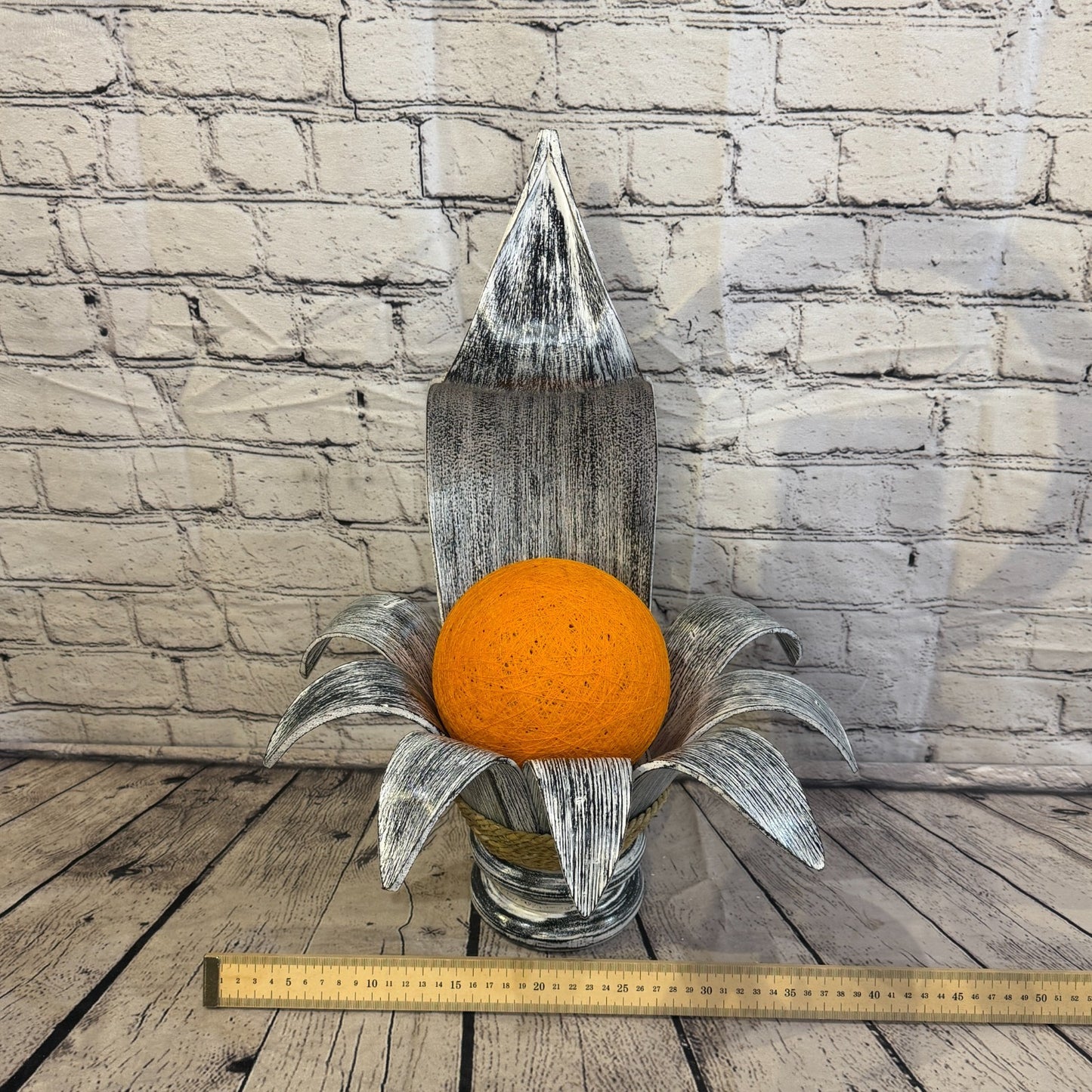 Orange Light Silver Natural 50cm Tall Leaf Lamp Twist LED UK Mains Plug Design 76