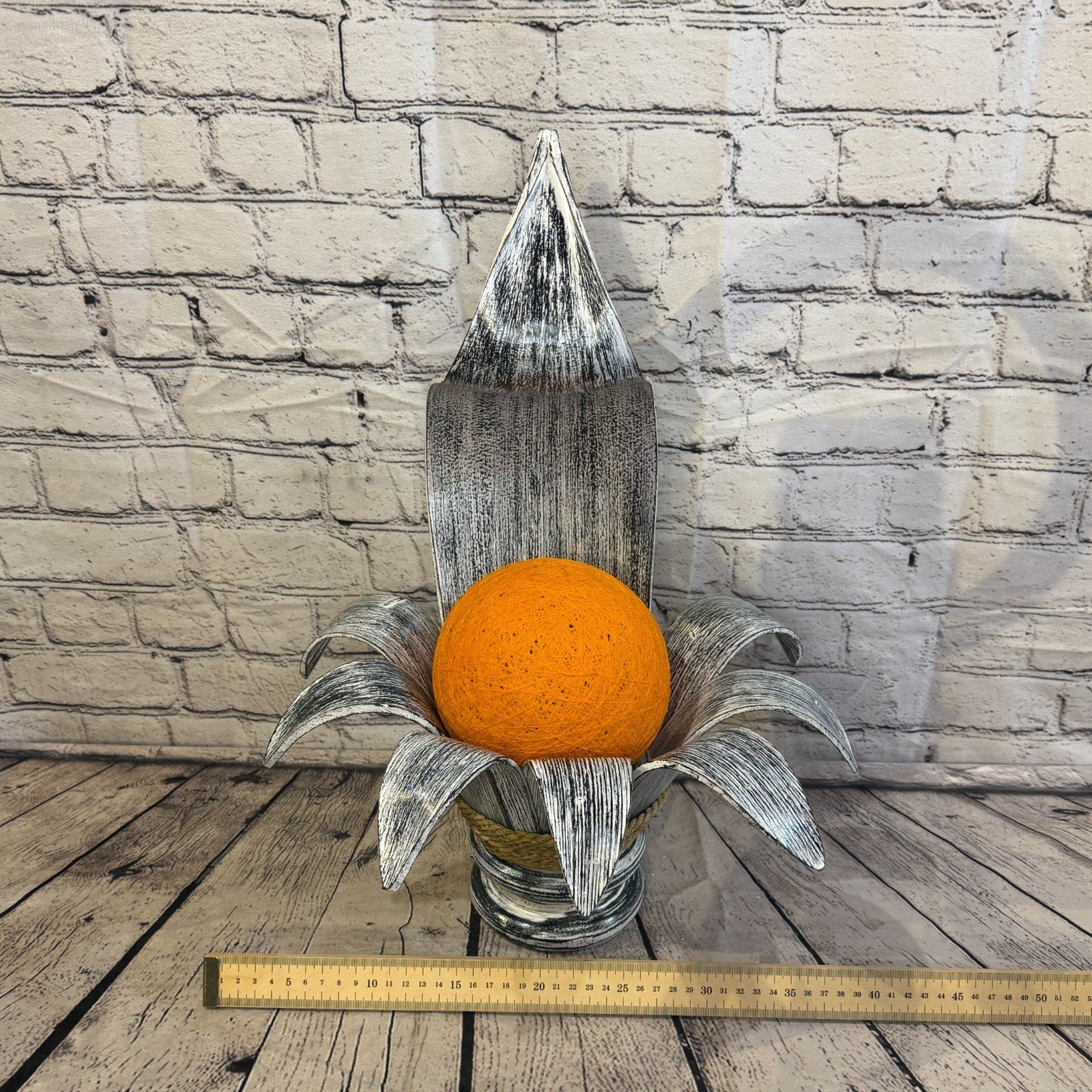 Orange Light Silver Natural 50cm Tall Leaf Lamp Twist LED UK Mains Plug Design 76