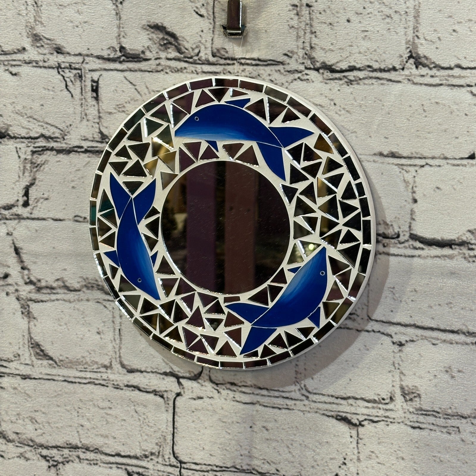 Blue Dolphin Mosaic Tile Wall Mirror 20cm x 20cm 8 Inches Handmade New1