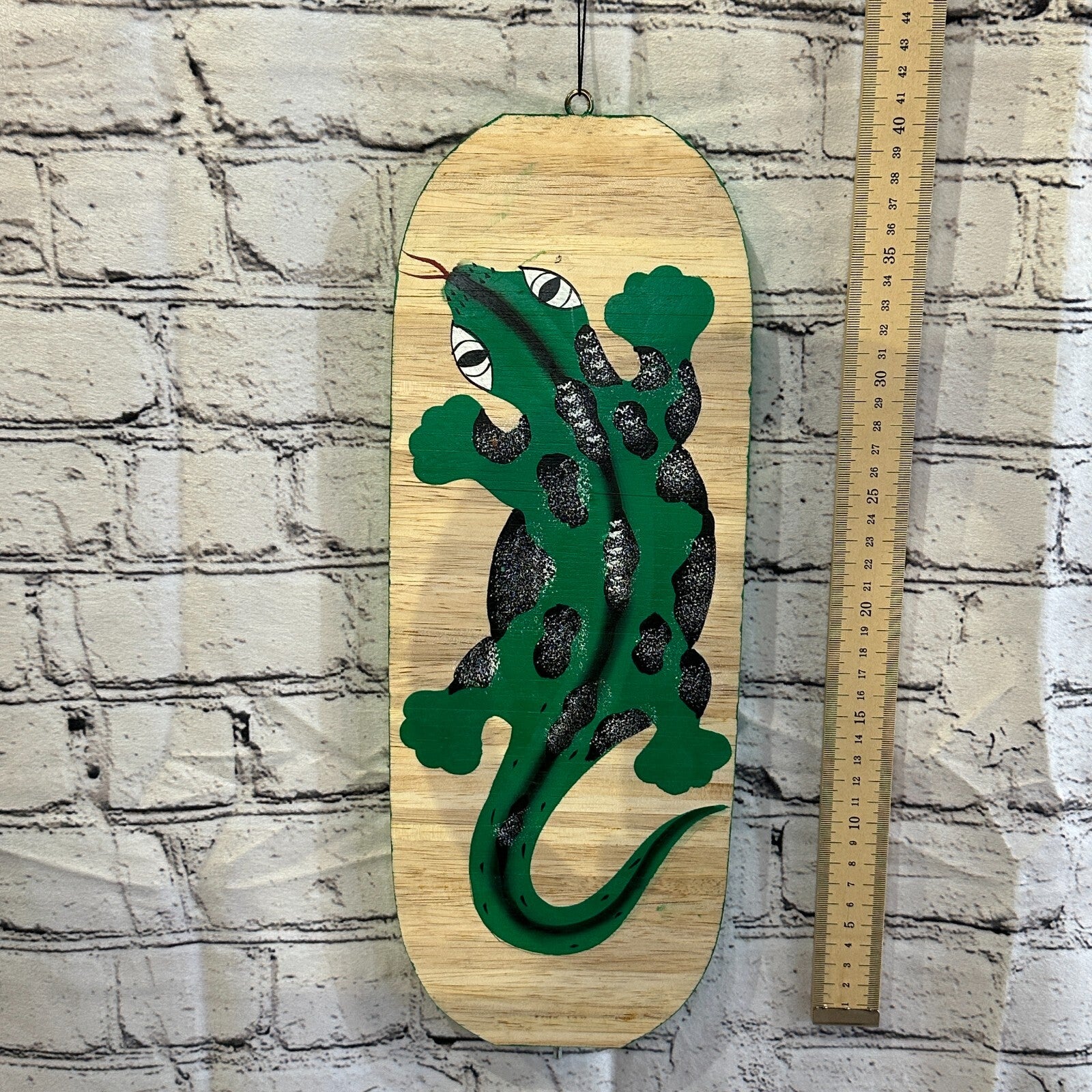 40cm Gecko Lizard Pattern Wind Spinner Wooden Spiral Mobile Garden Ornament3