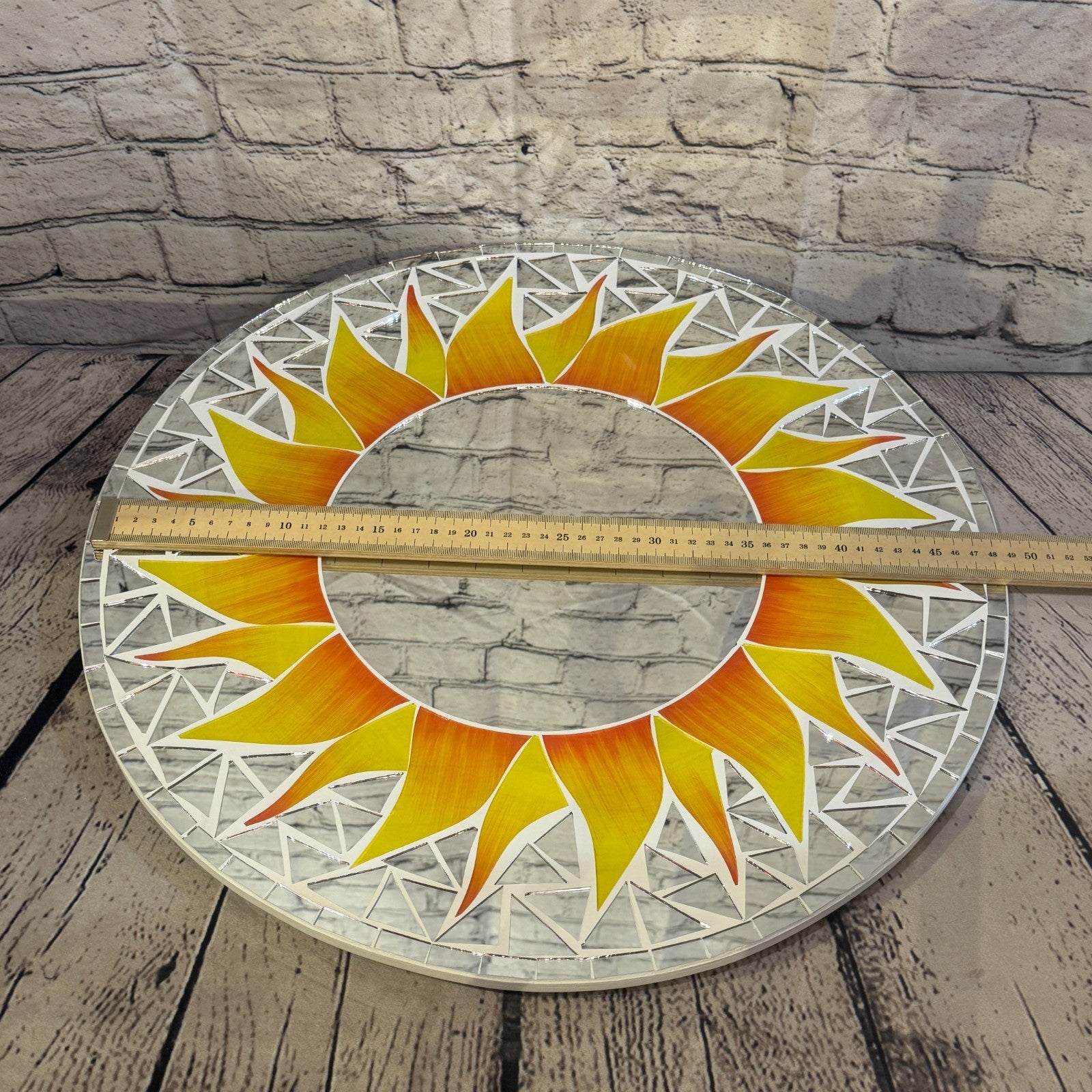 Orange Sun Flame Mosaic Tile Wall Mirror 50cm x 50cm 20 Inches Handmade3