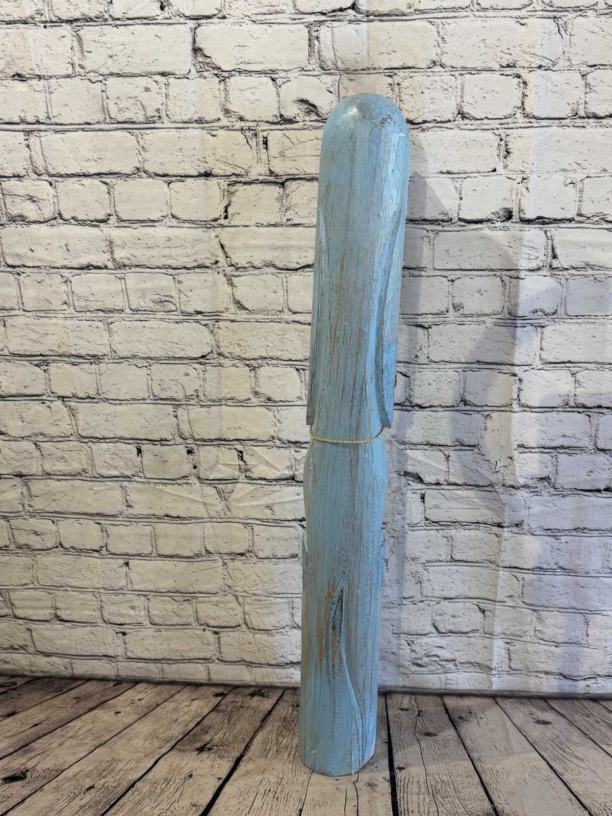 80cm Light Blue Wooden Shabby Dog Statue Ornament Fair Trade Handcarved4